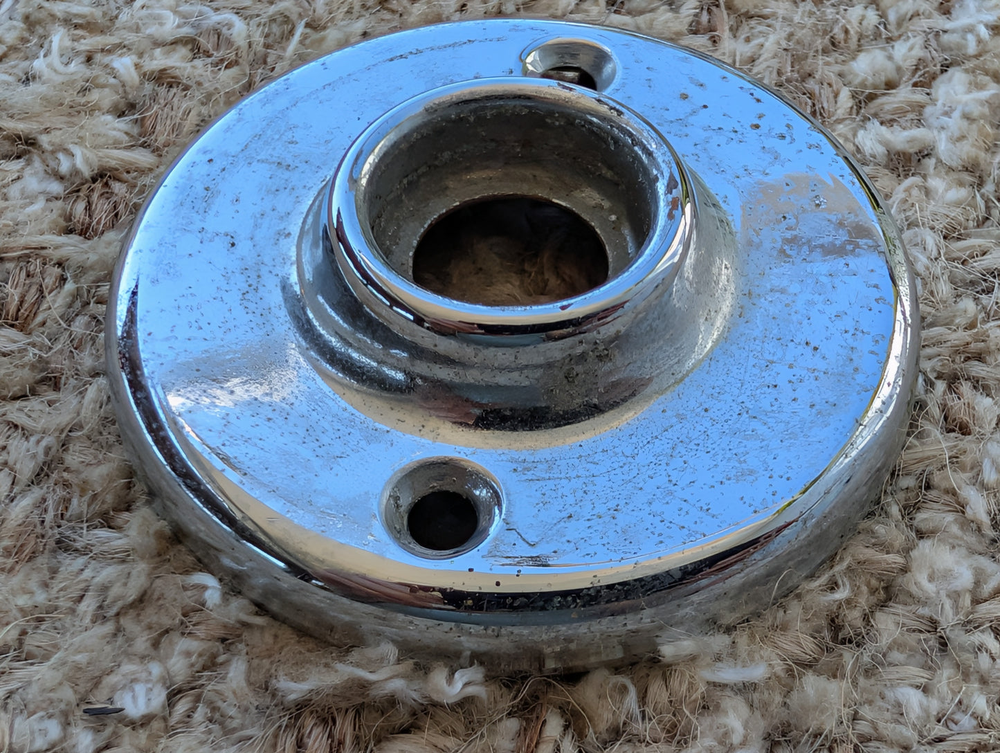 2 1/4" Antique Chrome Plated Stamped Brass Rosette Escutcheon For Door Knob