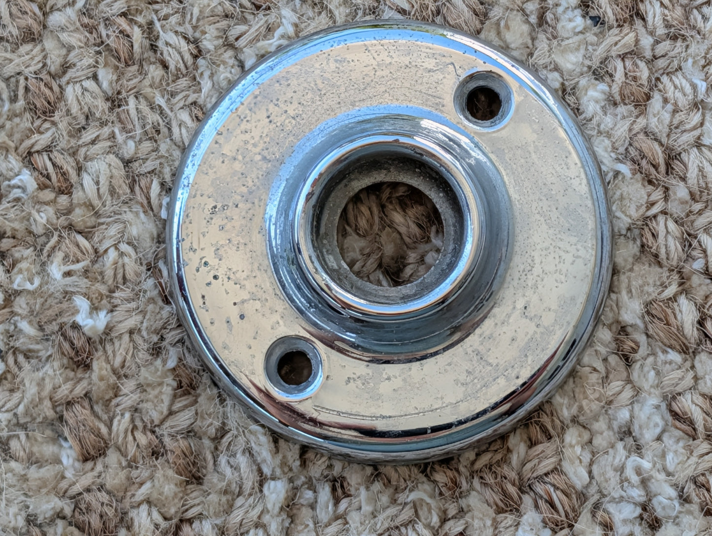 2 1/4" Antique Chrome Plated Stamped Brass Rosette Escutcheon For Door Knob