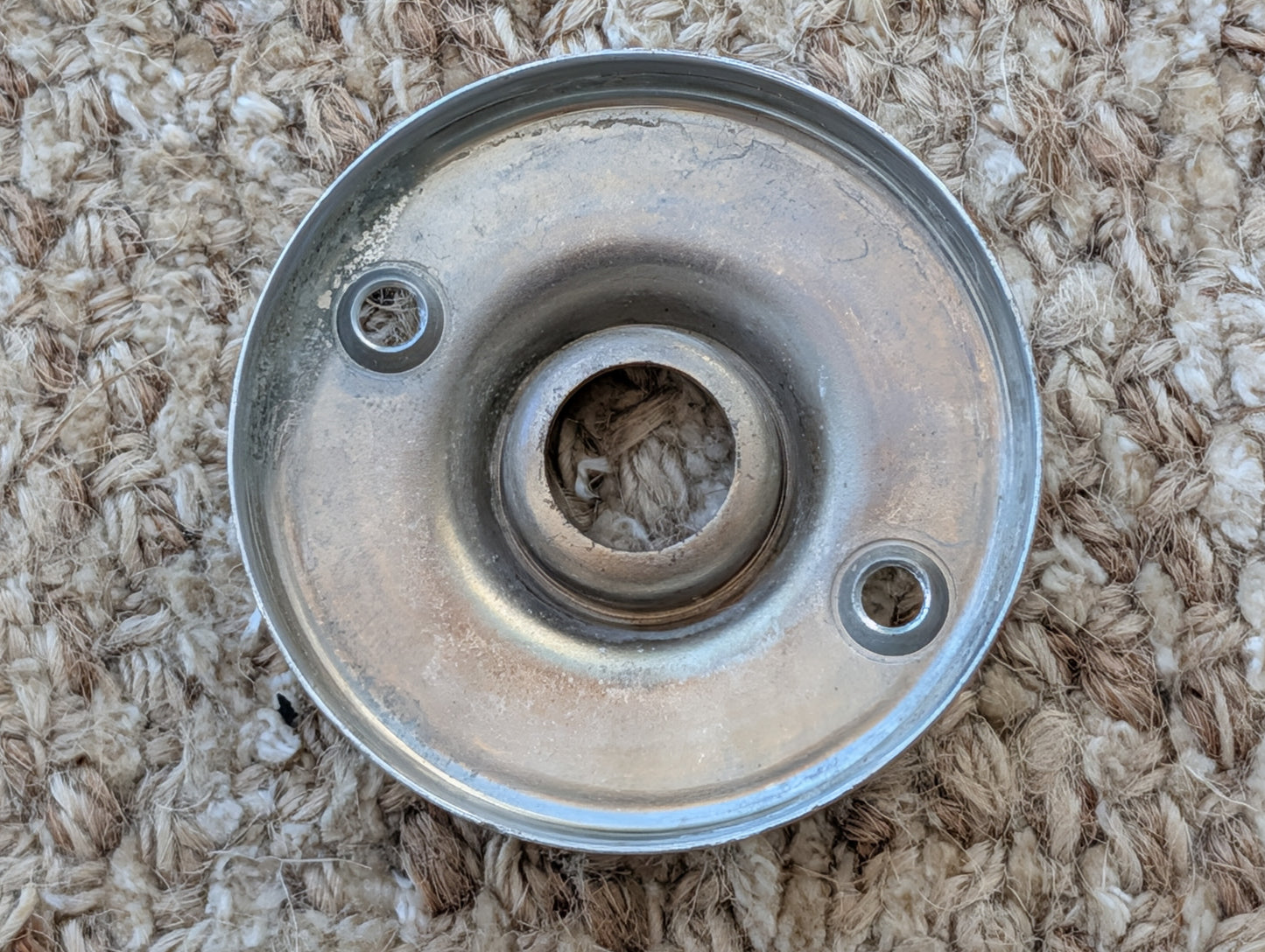 2 1/4" Antique Chrome Plated Stamped Brass Rosette Escutcheon For Door Knob