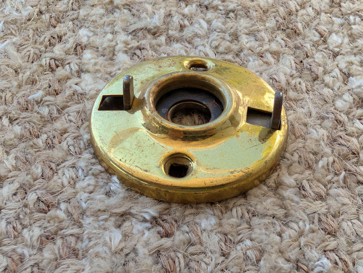 2" Antique  Stamped Brass Rosette Escutcheon For Door Knob With Stop Pins