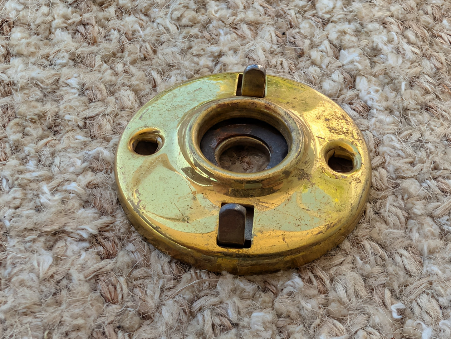 2" Antique  Stamped Brass Rosette Escutcheon For Door Knob With Stop Pins