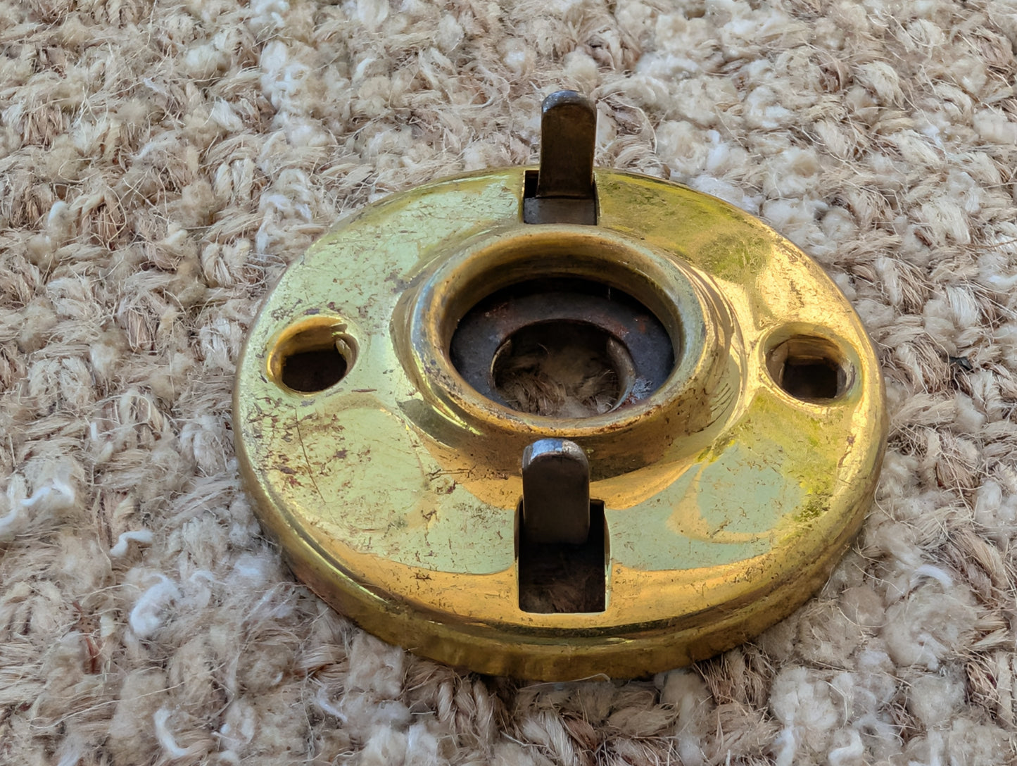 2" Antique  Stamped Brass Rosette Escutcheon For Door Knob With Stop Pins