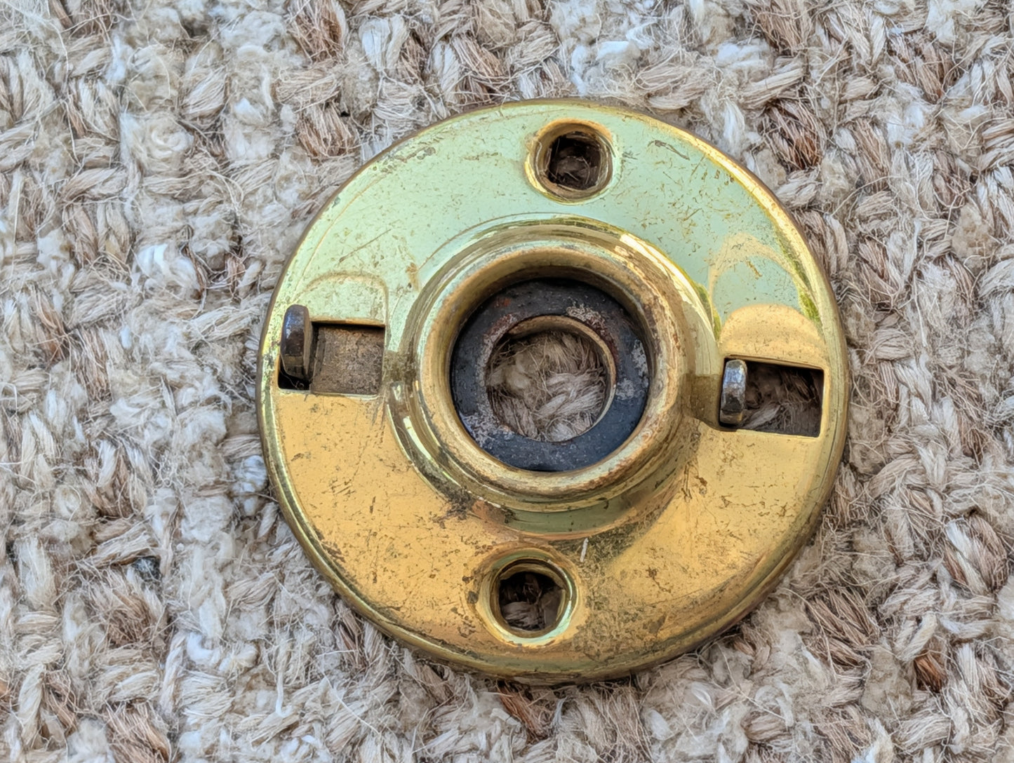 2" Antique  Stamped Brass Rosette Escutcheon For Door Knob With Stop Pins