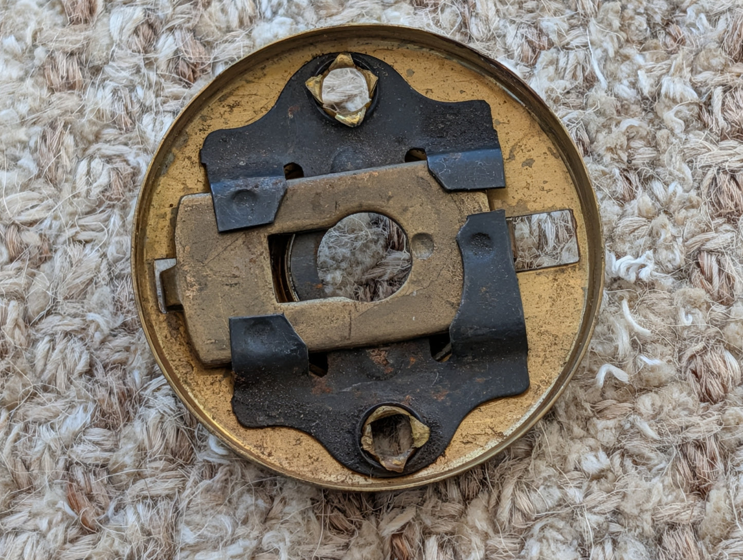2" Antique  Stamped Brass Rosette Escutcheon For Door Knob With Stop Pins