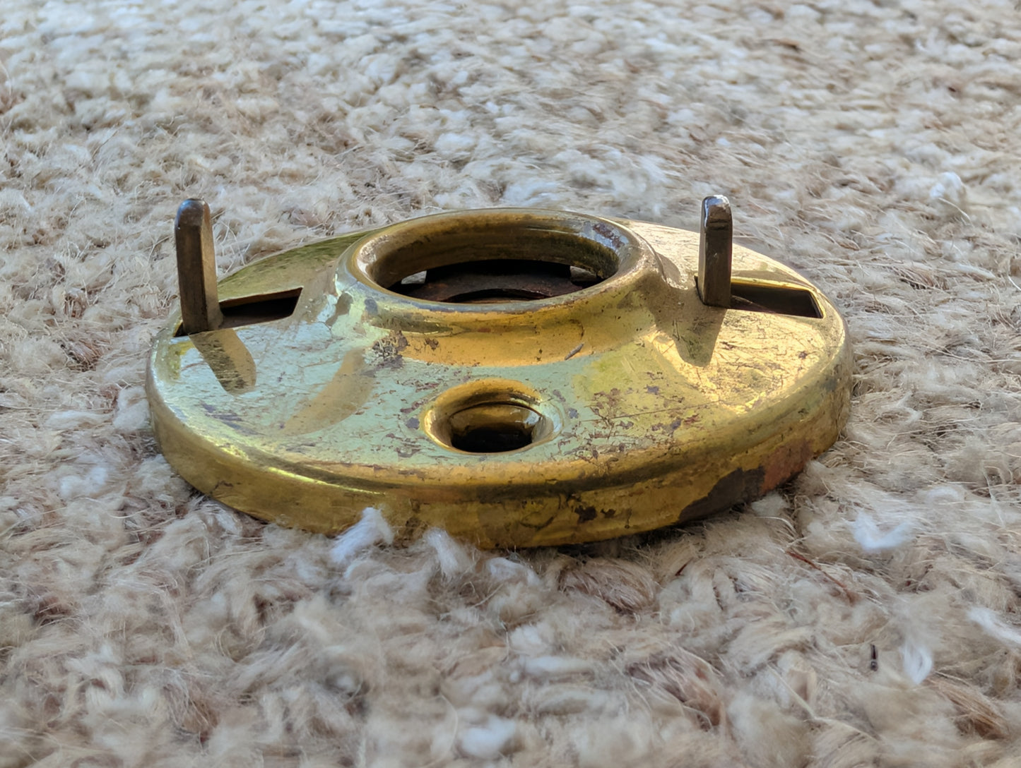 2" Antique  Stamped Brass Rosette Escutcheon For Door Knob With Stop Pins