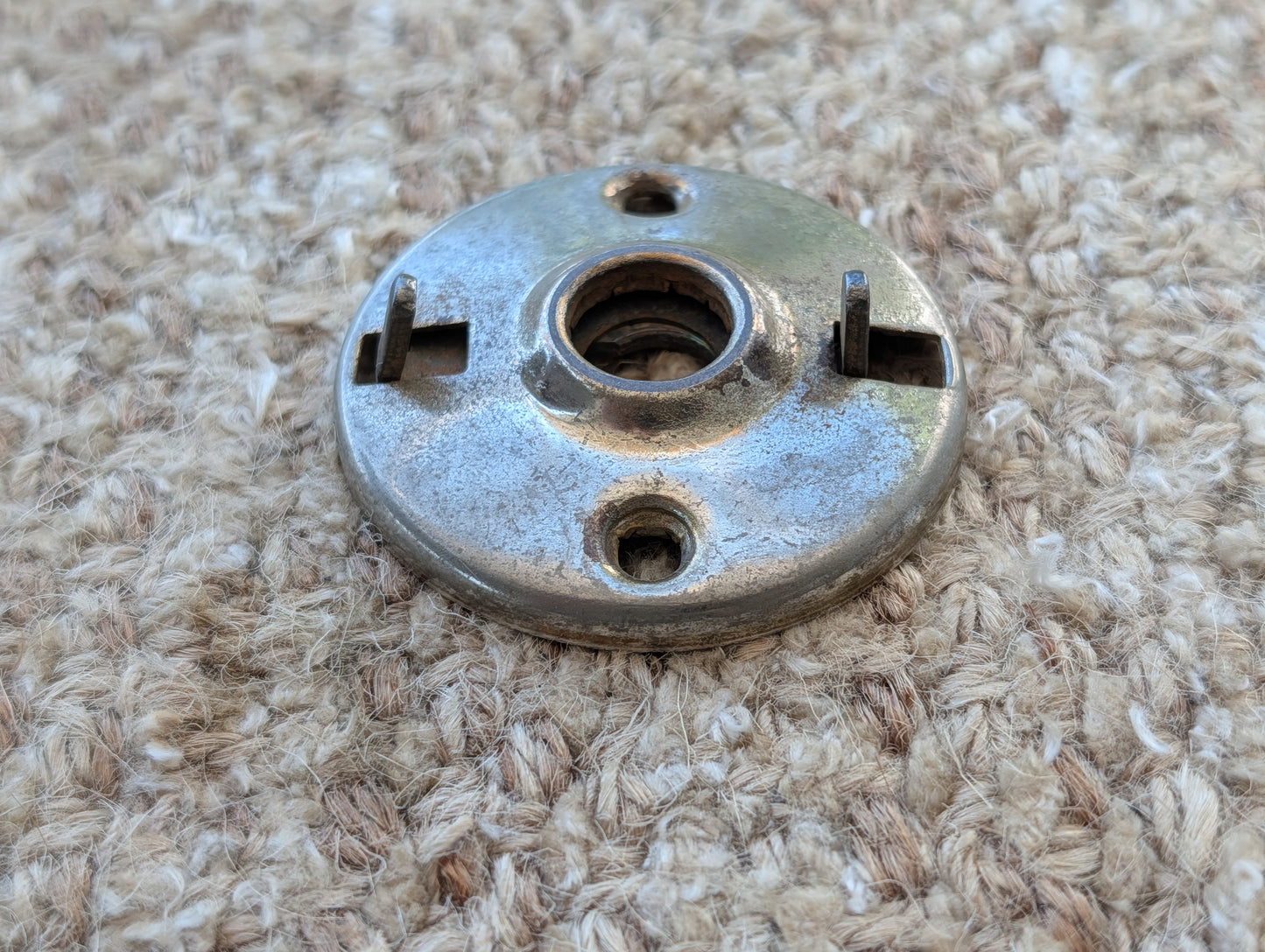 2" Antique  Stamped Steel Rosette Escutcheon For Door Knob With Stop Pins