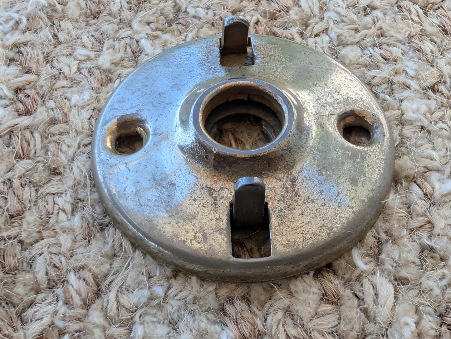 2" Antique  Stamped Steel Rosette Escutcheon For Door Knob With Stop Pins
