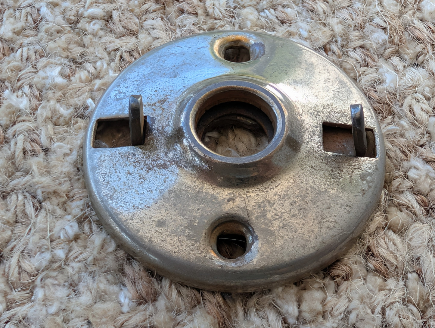 2" Antique  Stamped Steel Rosette Escutcheon For Door Knob With Stop Pins