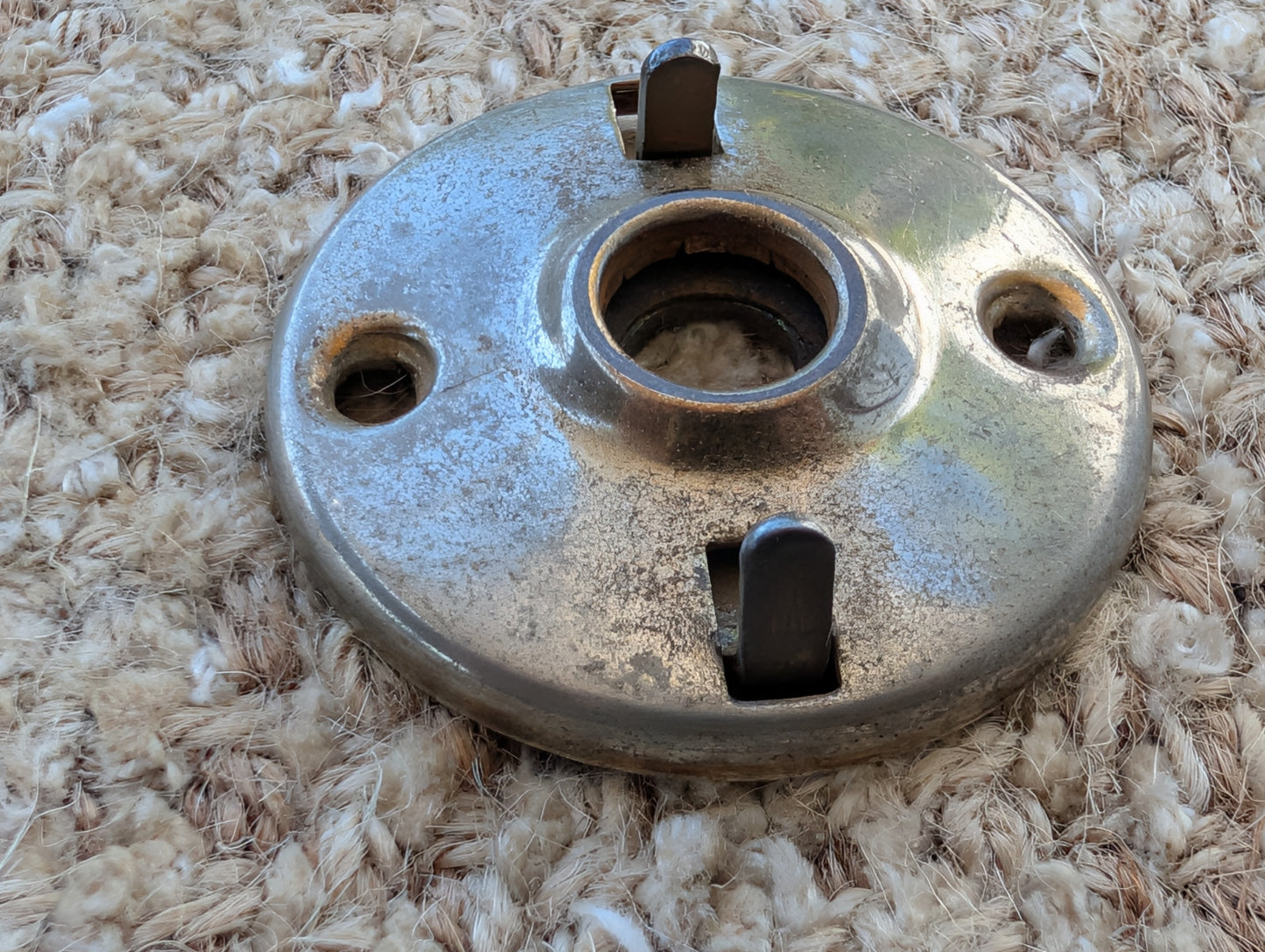 2" Antique  Stamped Steel Rosette Escutcheon For Door Knob With Stop Pins