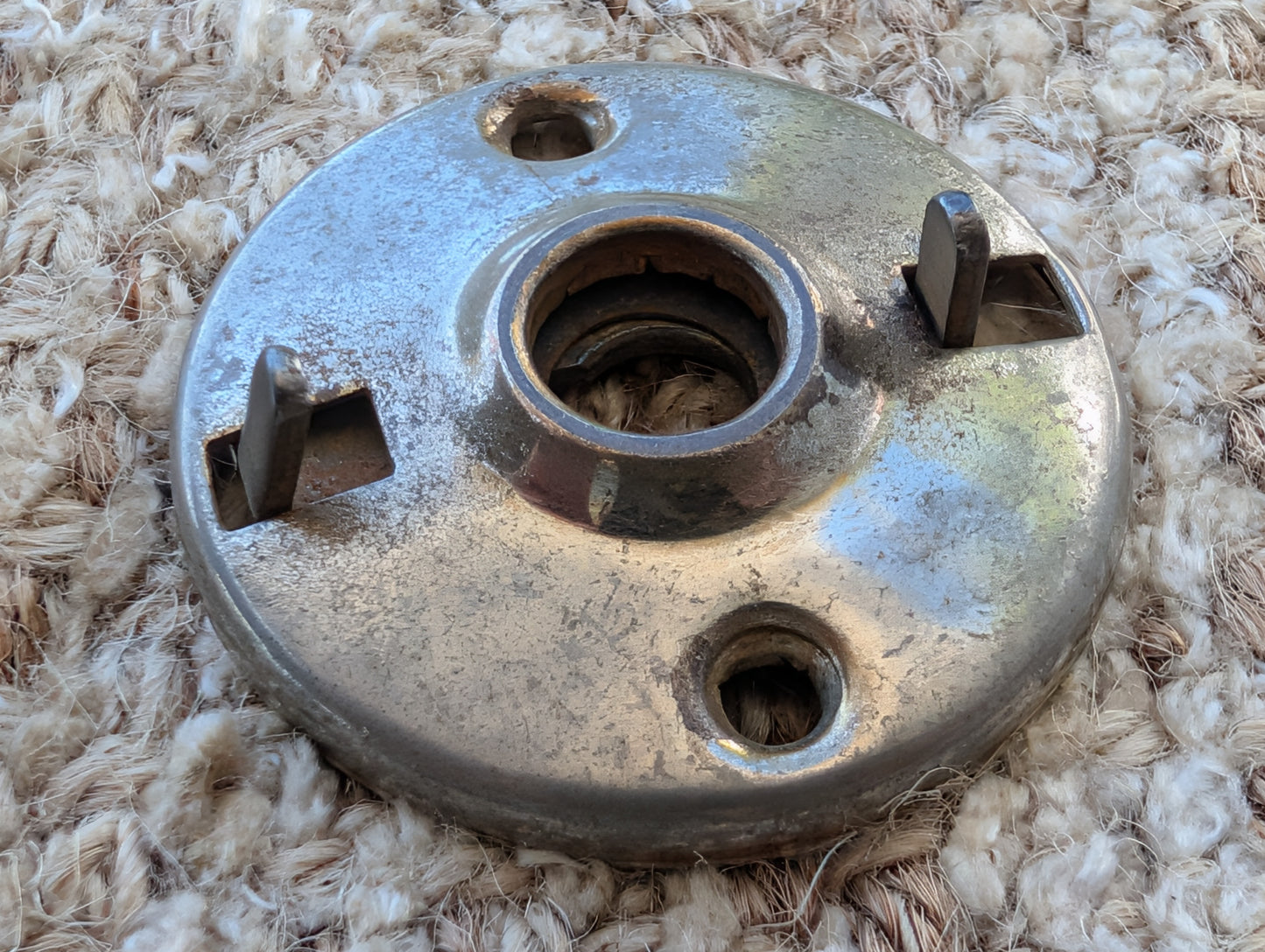 2" Antique  Stamped Steel Rosette Escutcheon For Door Knob With Stop Pins