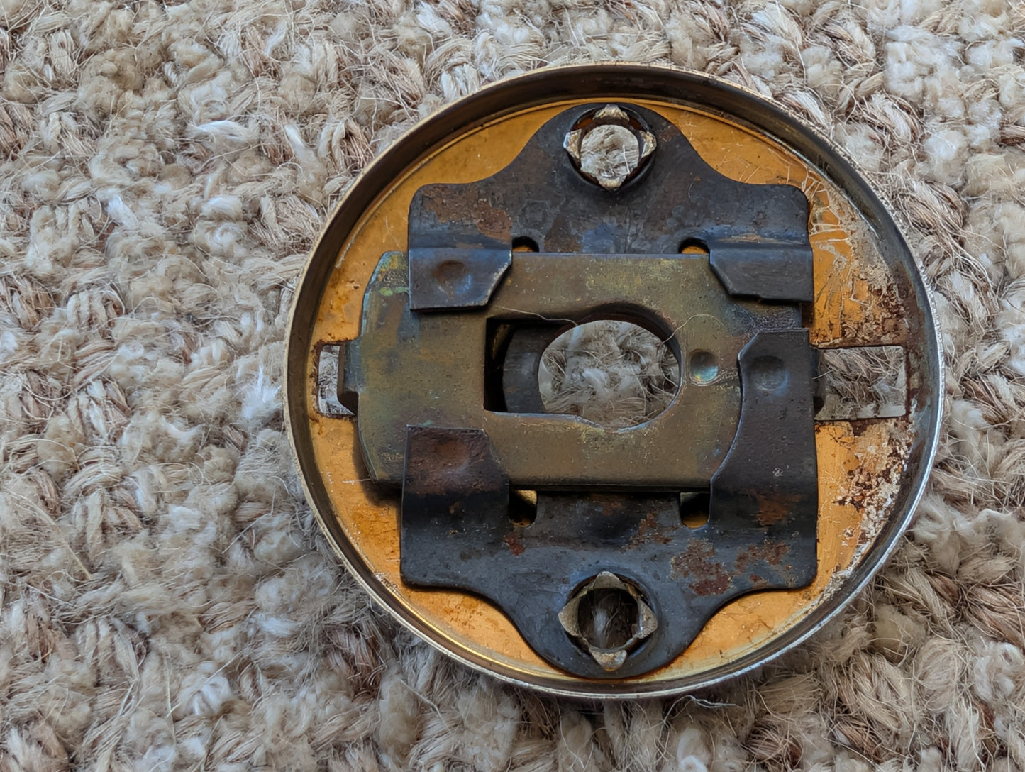 2" Antique  Stamped Steel Rosette Escutcheon For Door Knob With Stop Pins