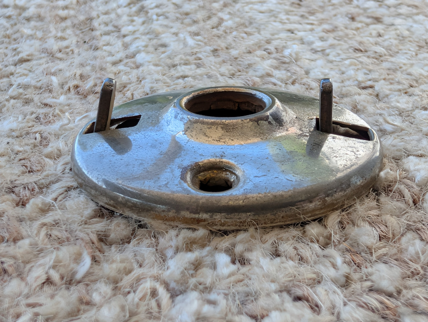 2" Antique  Stamped Steel Rosette Escutcheon For Door Knob With Stop Pins