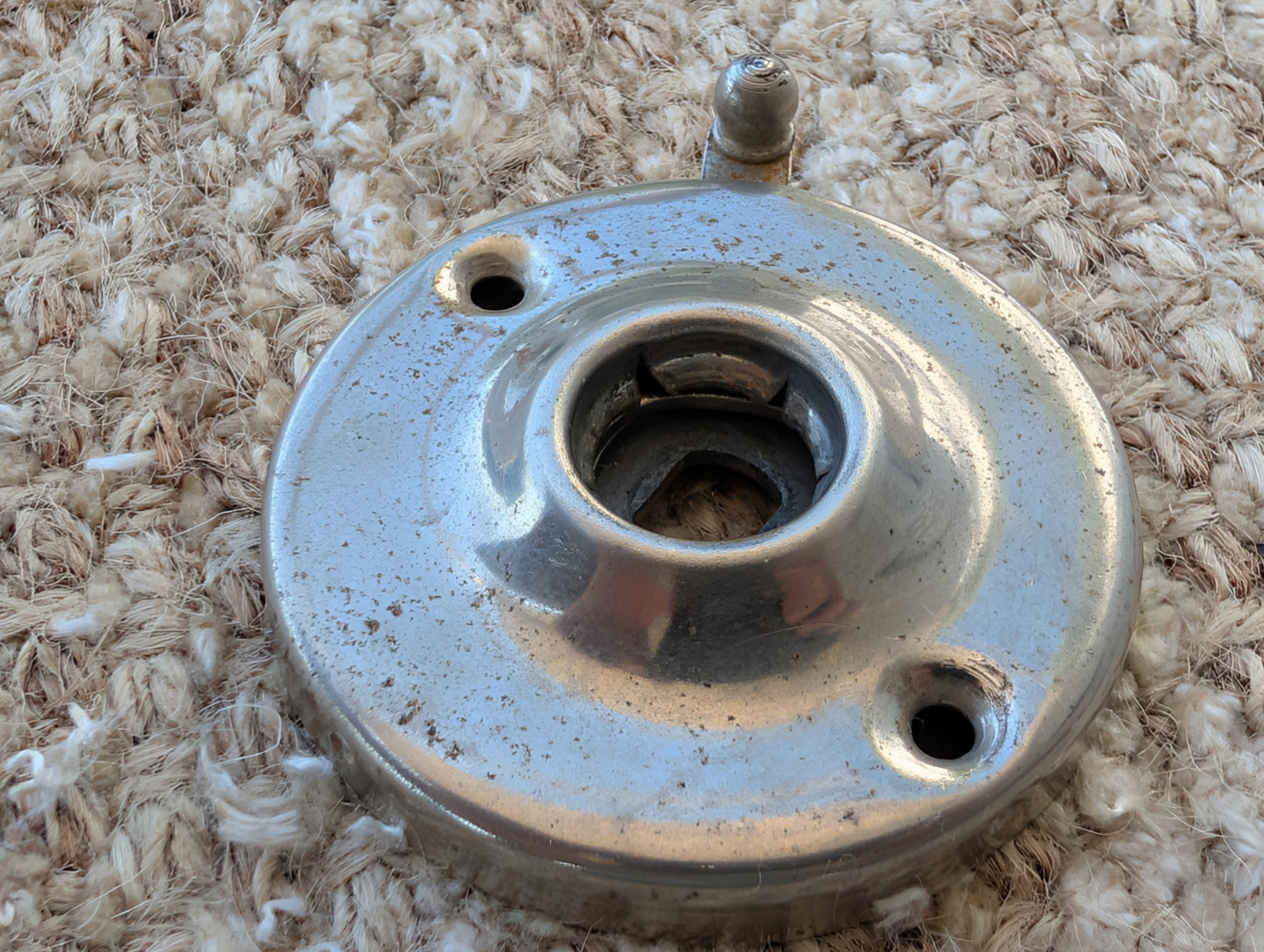 2 3/16" Antique Stamped Steel Rosette Escutcheon For Door Knob W/Locking Slider