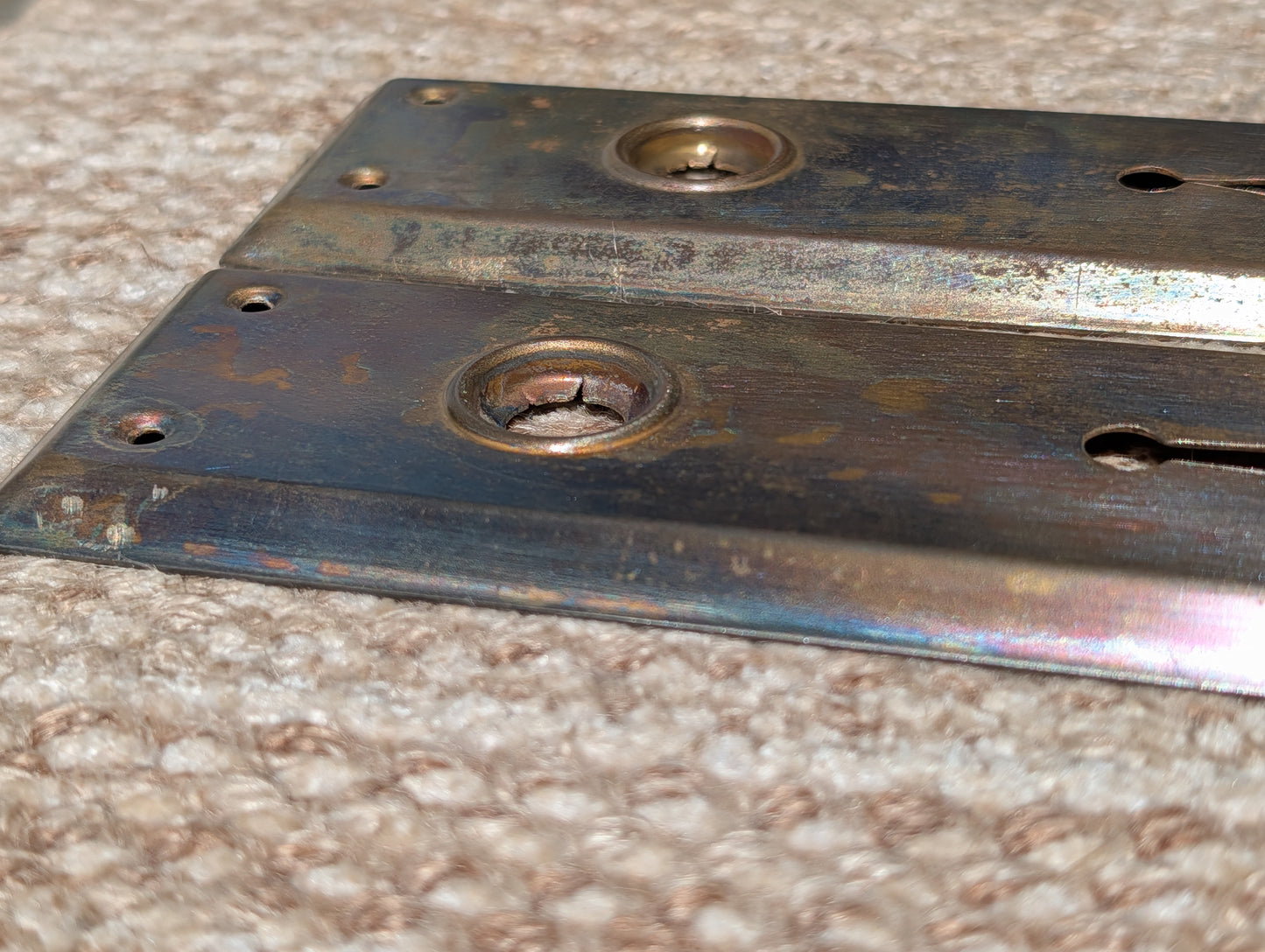 Pair Of Antique 2 1/4" x 7" Steel Door Knob Plate Hardware