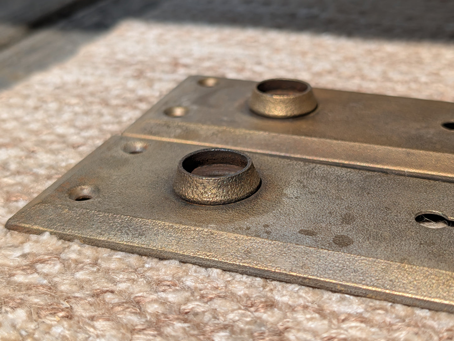 Pair Of Antique 2 1/4" x 7" Steel Door Knob Plate Hardware