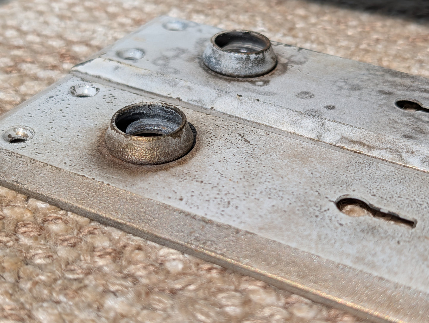 Pair Of Antique 2 1/4" x 7" Steel Door Knob Plate Hardware