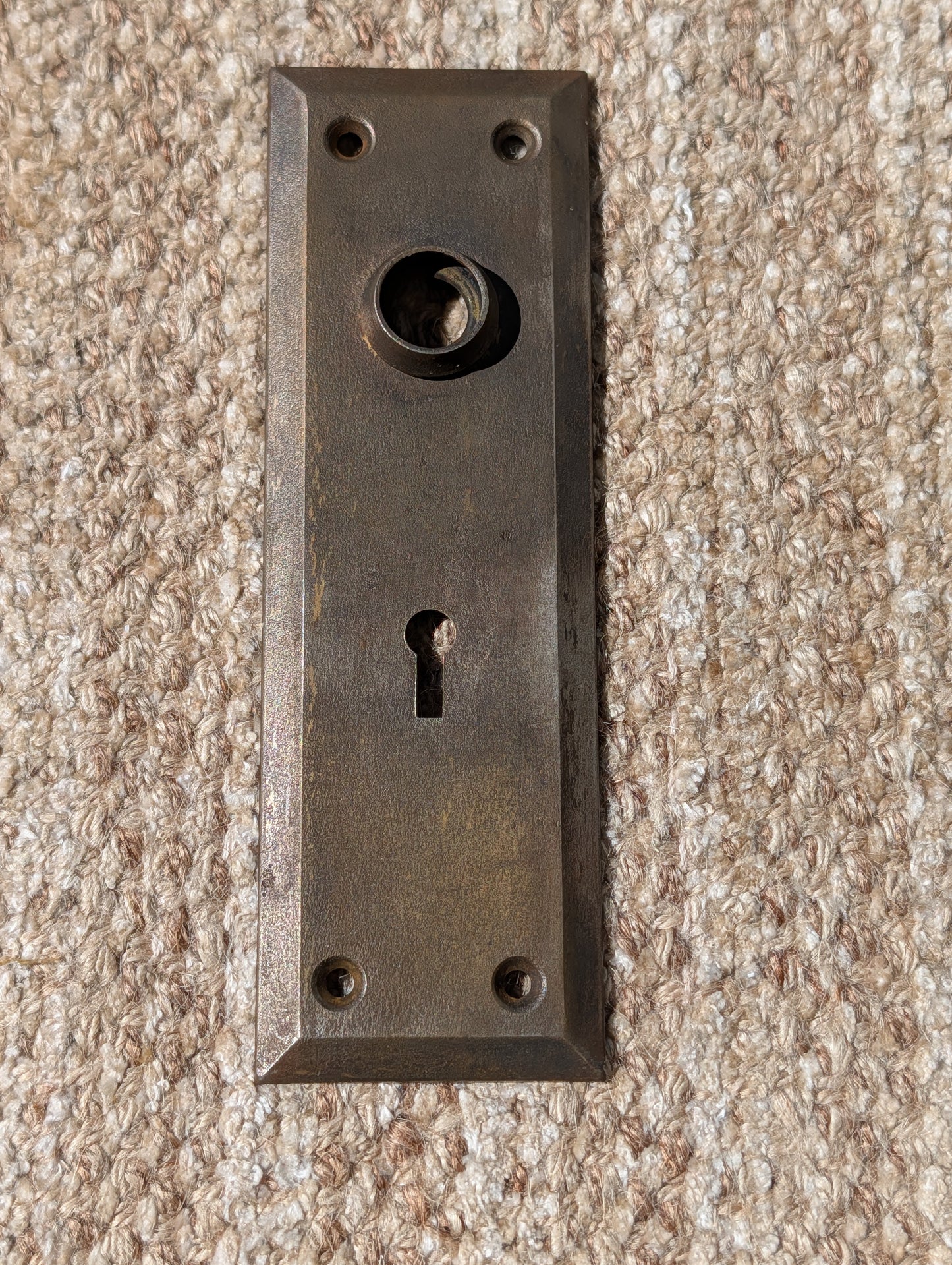 2 1/4" x 7" Antique Stamped Steel Door Knob Plate