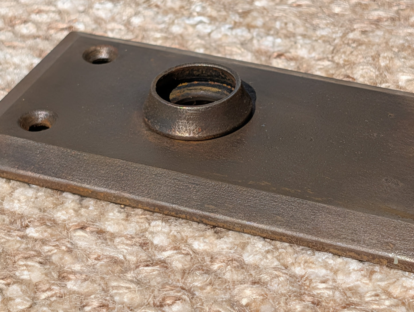 2 1/4" x 7" Antique Stamped Steel Door Knob Plate
