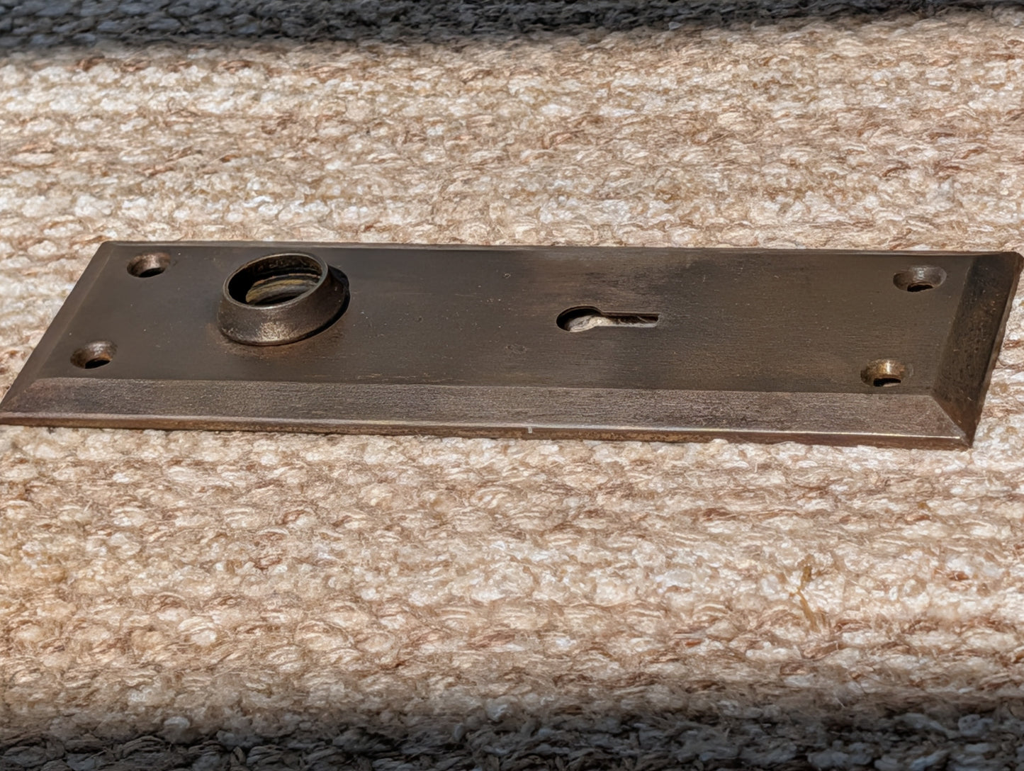 2 1/4" x 7" Antique Stamped Steel Door Knob Plate