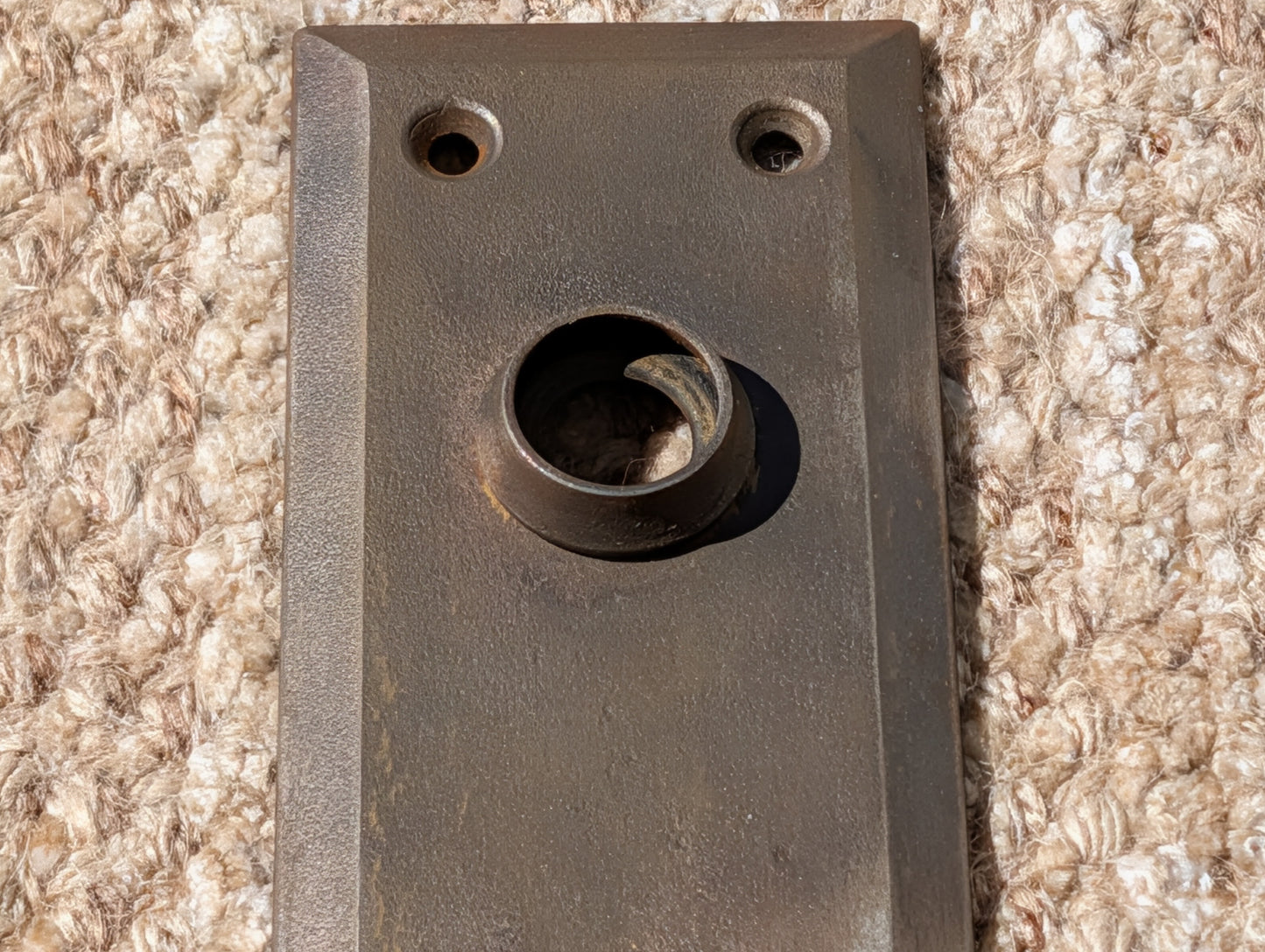 2 1/4" x 7" Antique Stamped Steel Door Knob Plate