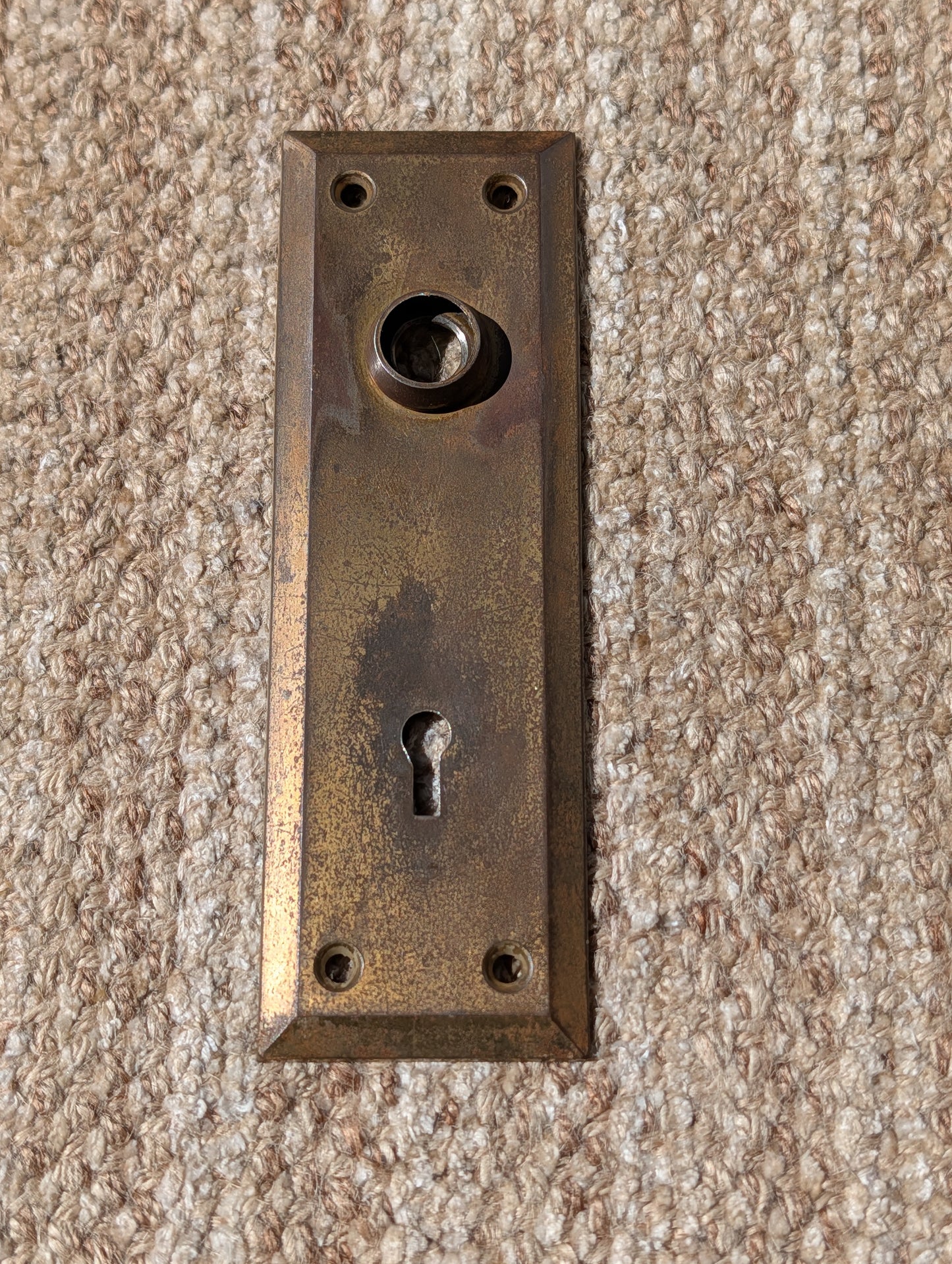 2 1/4" x 7" Antique Stamped Steel Door Knob Plate