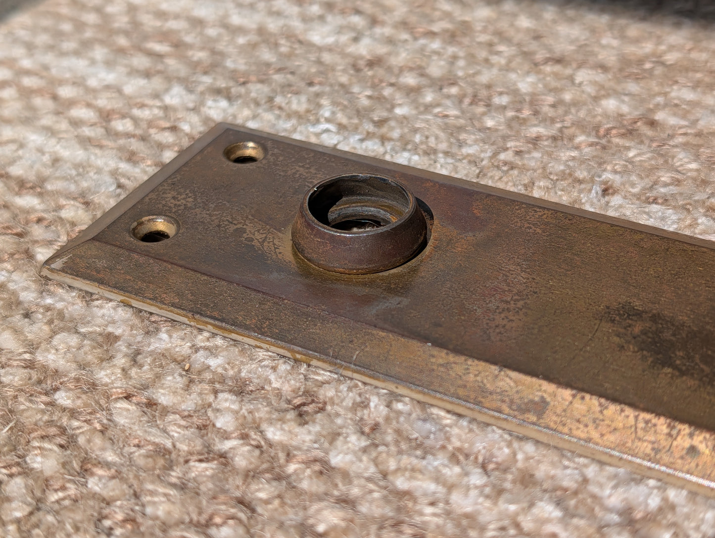 2 1/4" x 7" Antique Stamped Steel Door Knob Plate