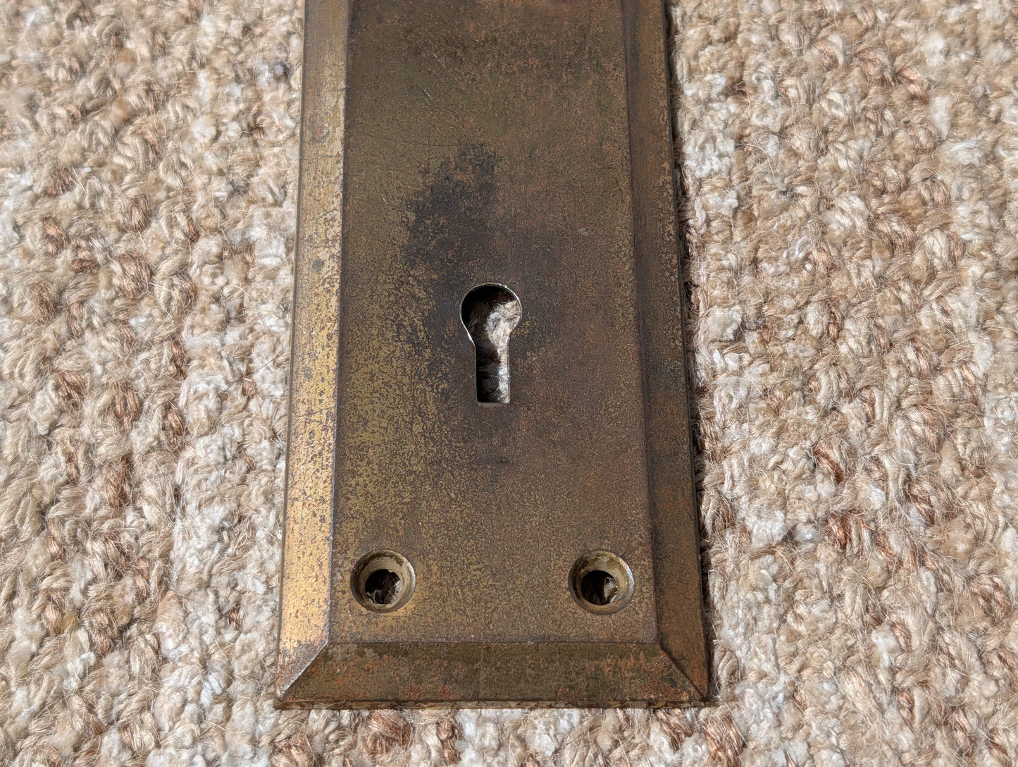 2 1/4" x 7" Antique Stamped Steel Door Knob Plate