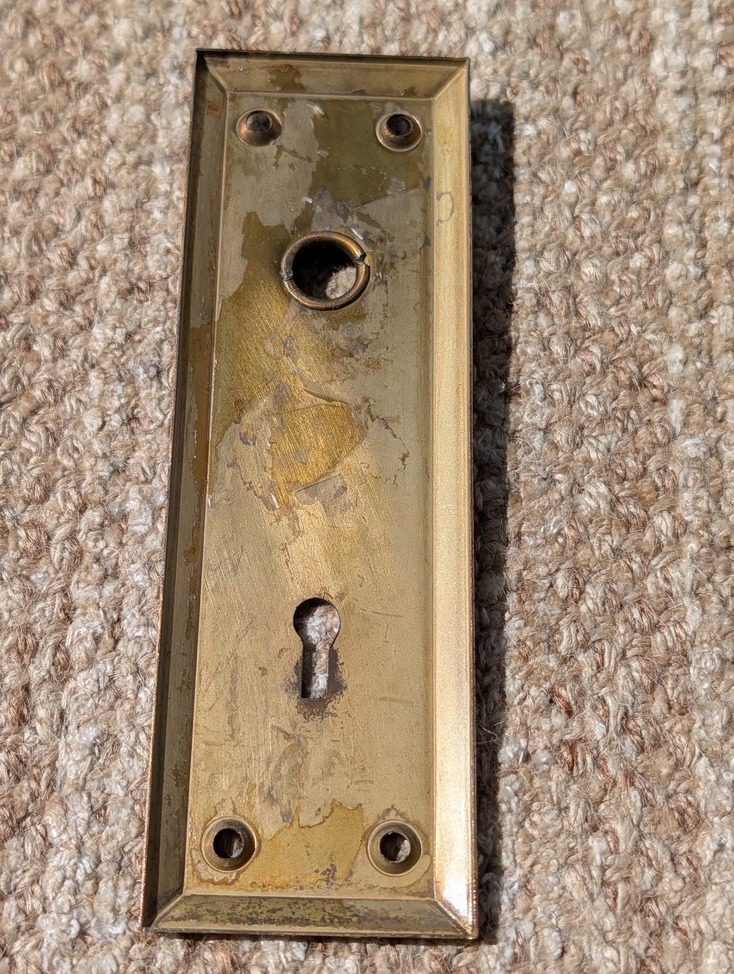 2 1/4" x 7" Antique Stamped Steel Door Knob Plate