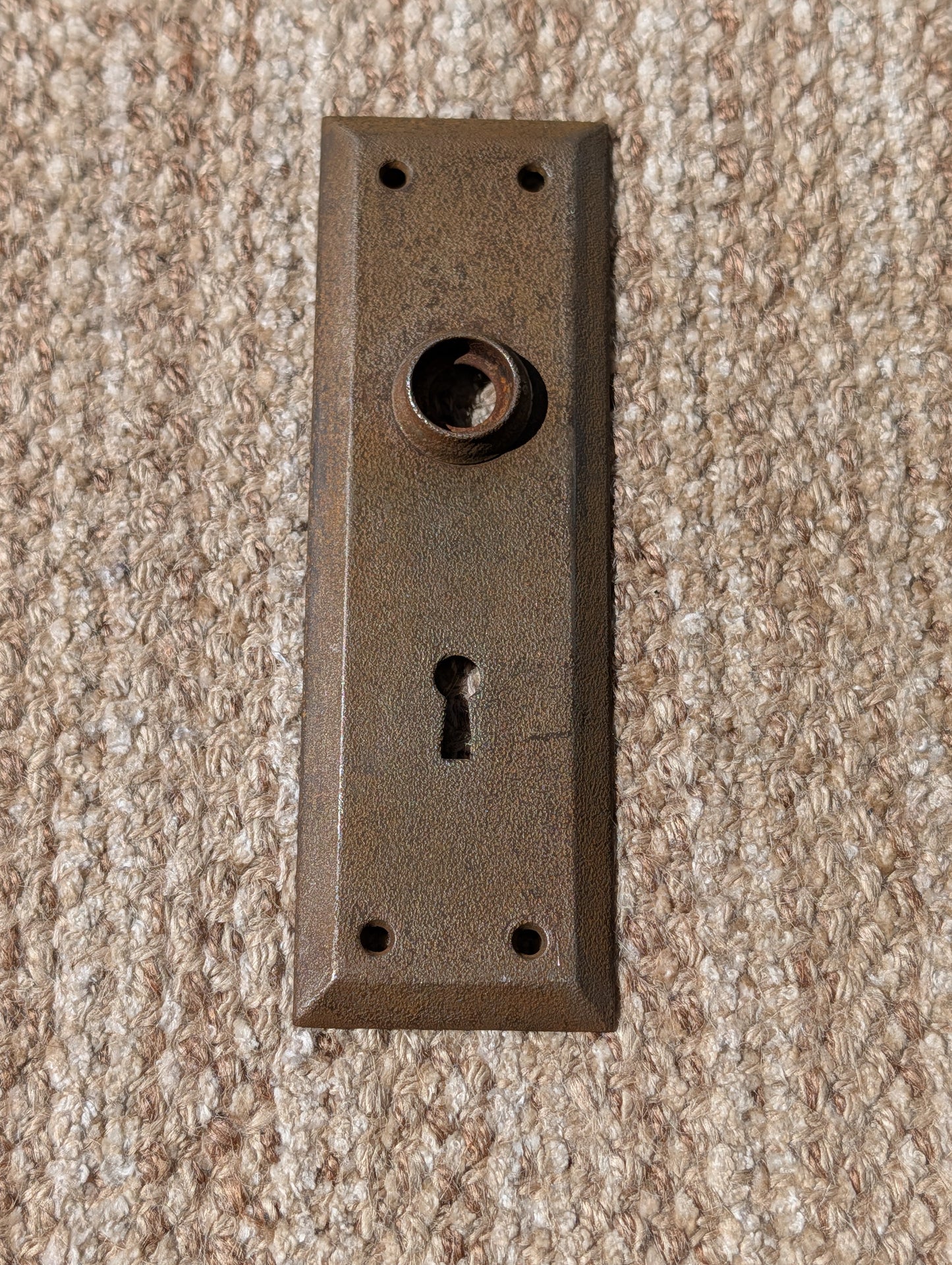 2 1/4" x 7" Antique Stamped Steel Door Knob Plate