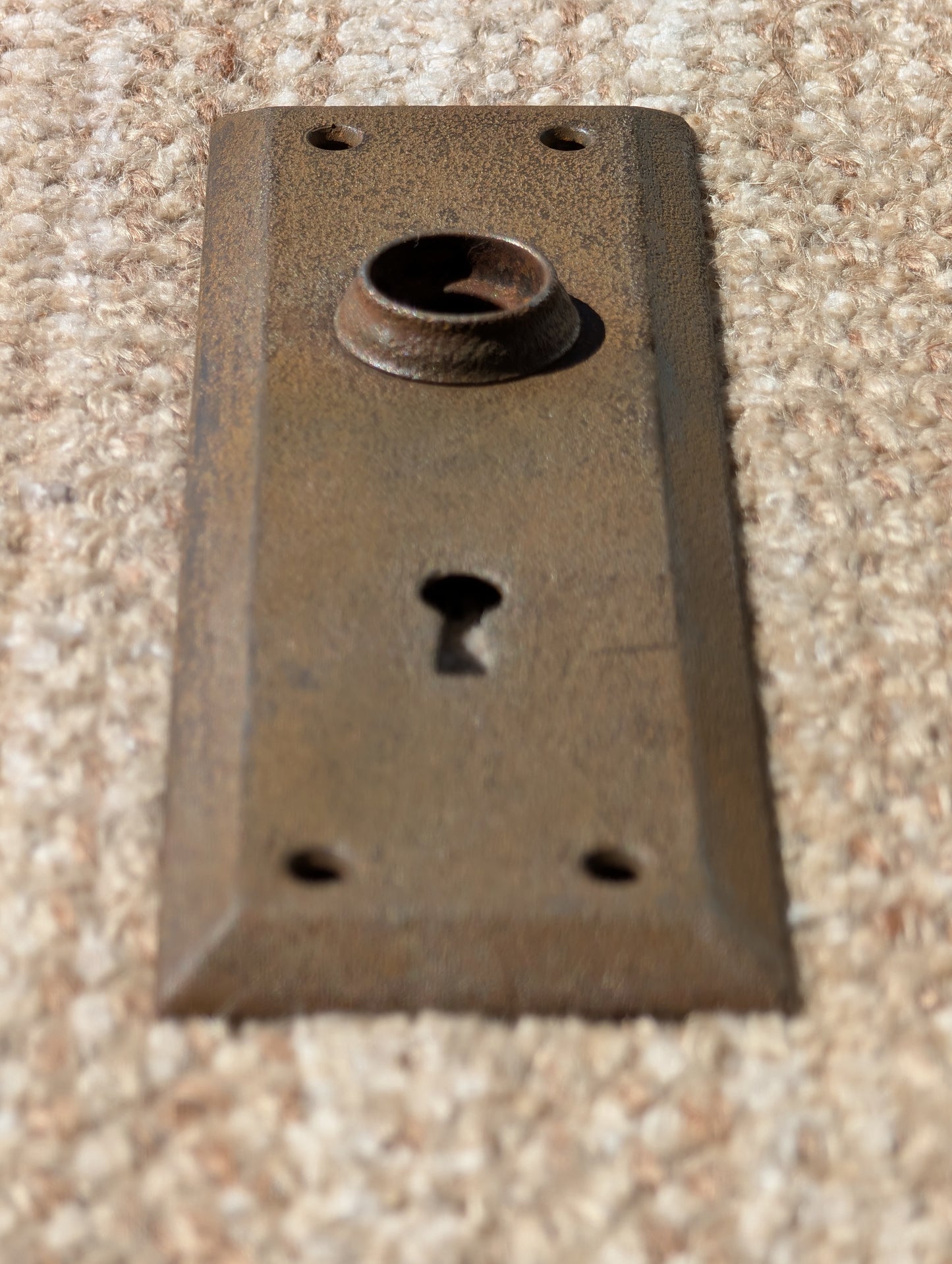 2 1/4" x 7" Antique Stamped Steel Door Knob Plate