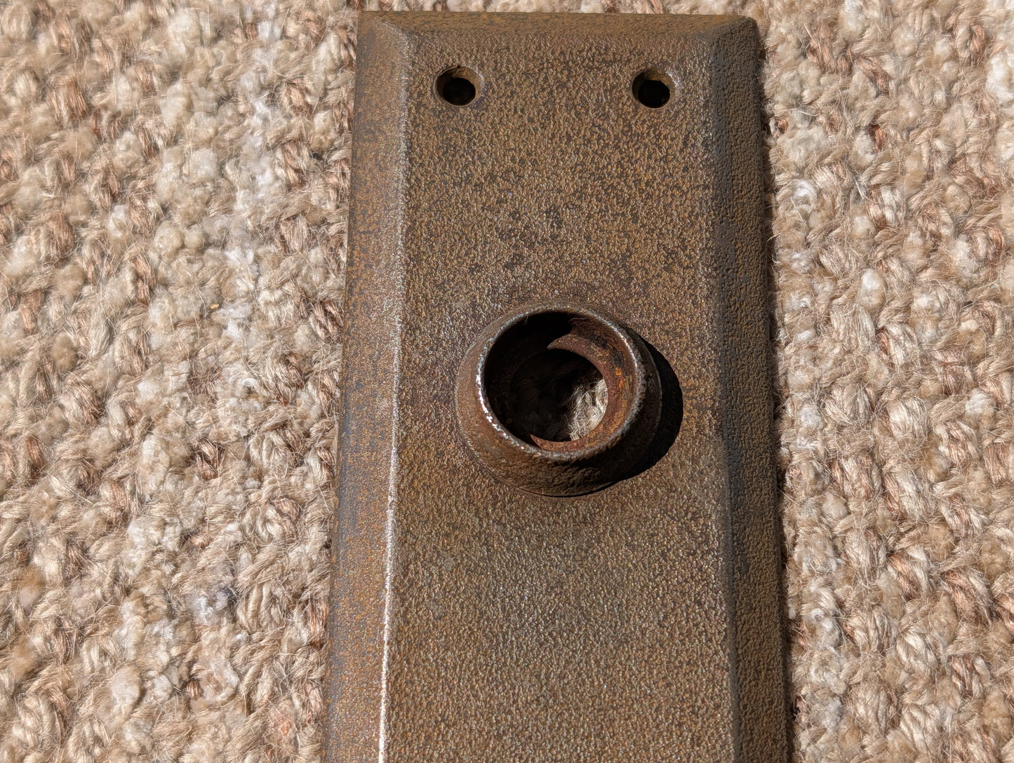 2 1/4" x 7" Antique Stamped Steel Door Knob Plate