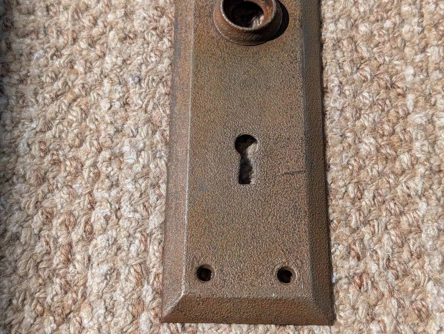 2 1/4" x 7" Antique Stamped Steel Door Knob Plate