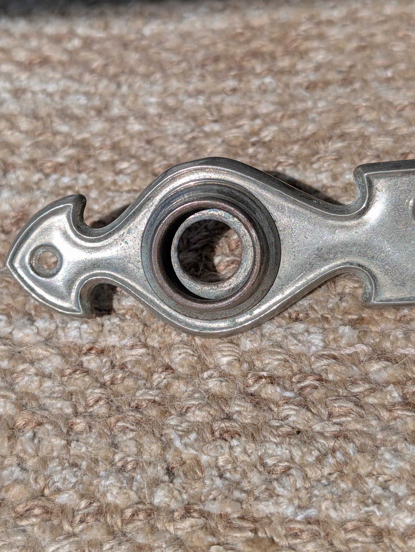 1  1/2" x 6" Antique Stamped Steel Door Knob Plate With Thumb Turn