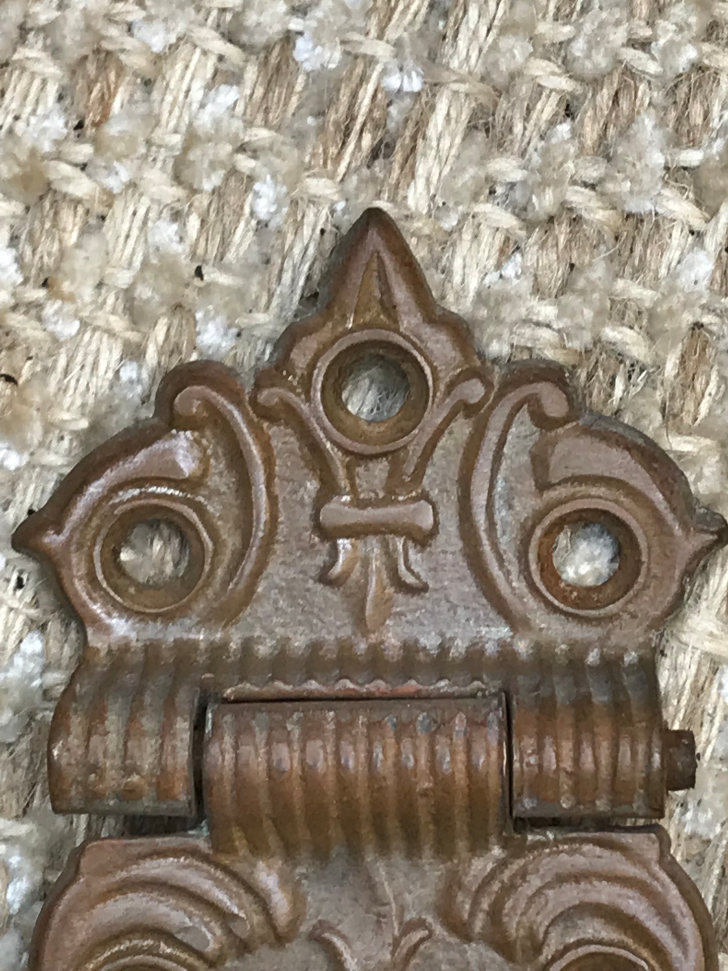 Antique Stamped Decorative Brass Off Set Hinge 2 1/4" x 4 1/2"