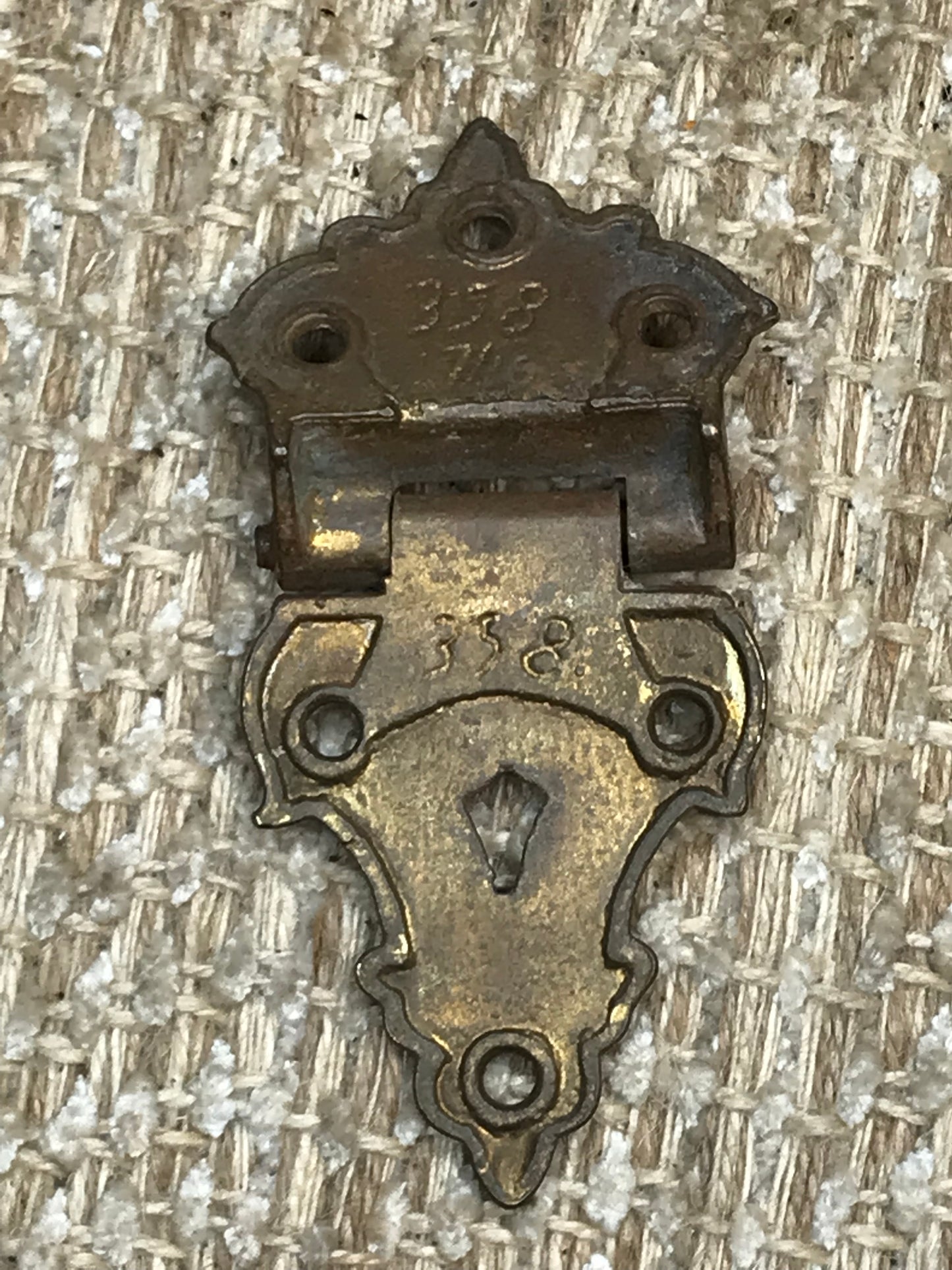 Antique Stamped Decorative Brass Off Set Hinge 2 1/4" x 4 1/2"