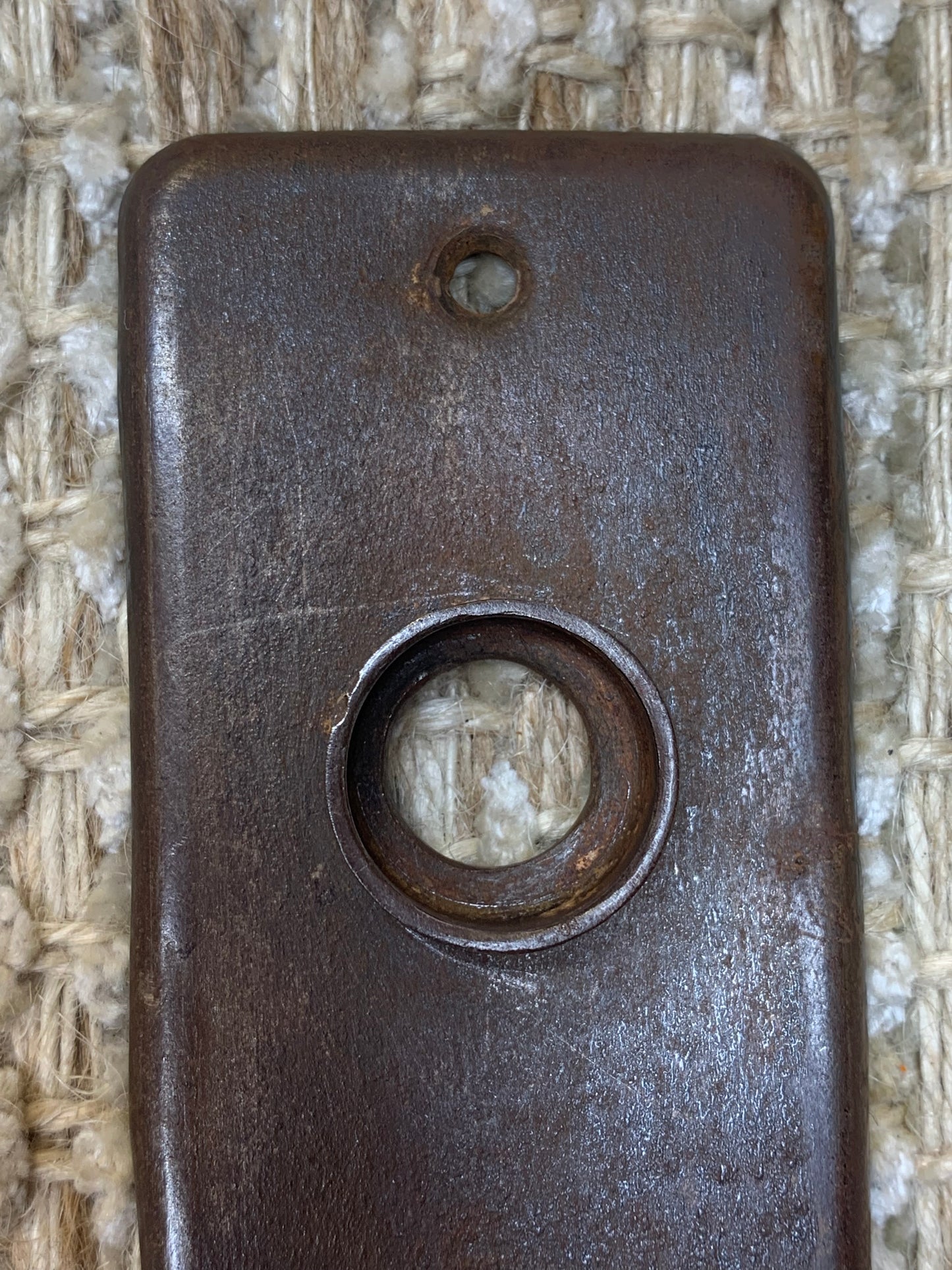 1 3/4" x 5 1/2" Pair Of Antique Stamped Steel Door Knob Plates