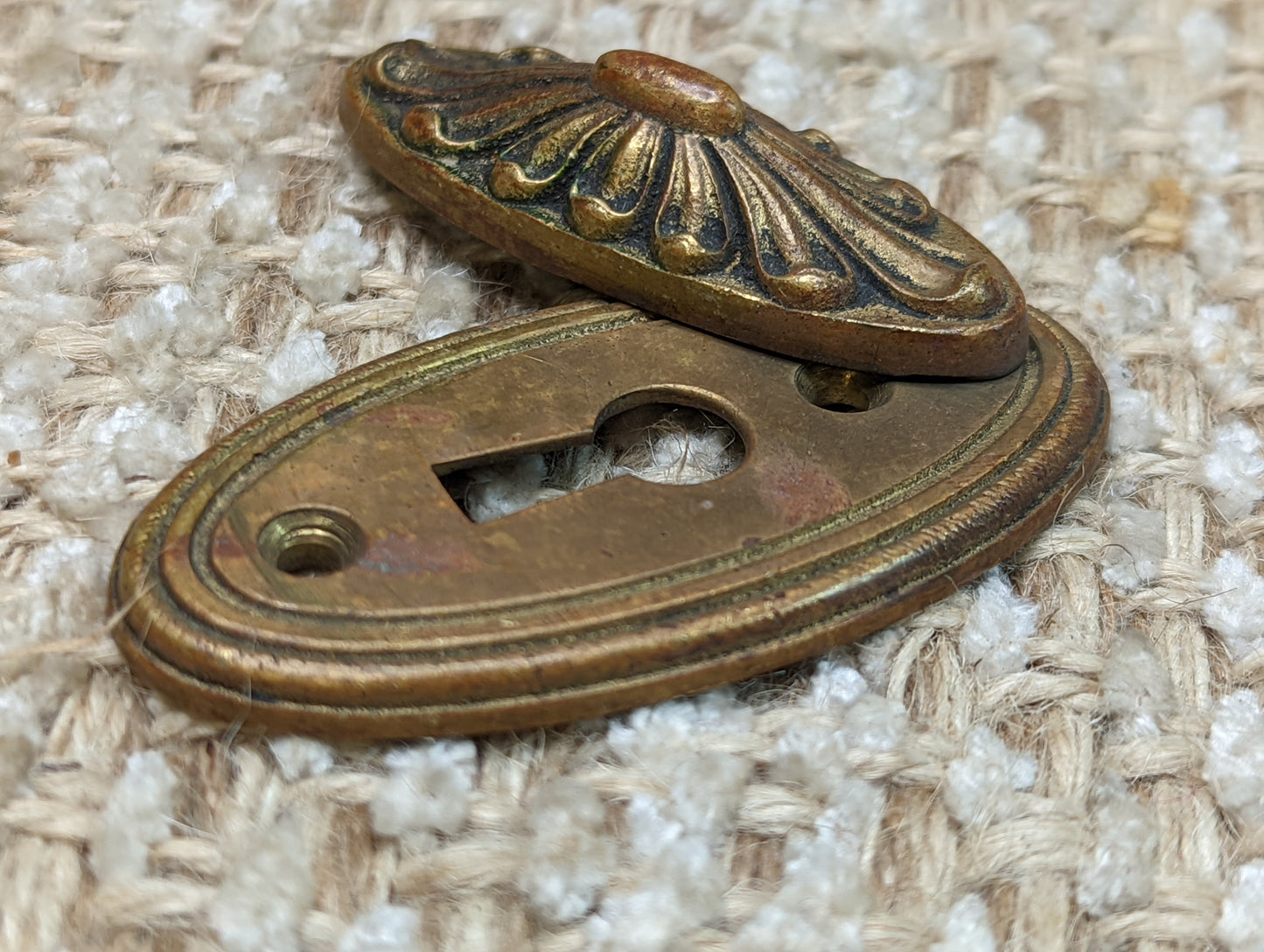 Antique Yale Brass or Bronze Key Hole Cover Escutcheon With Swinging Cover Circa 1899