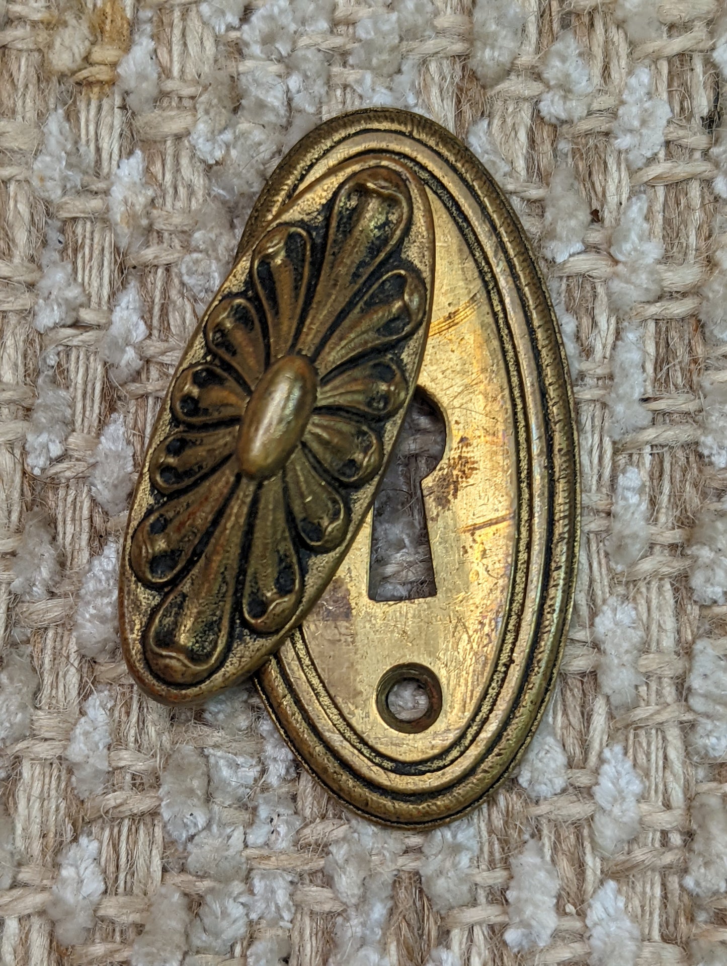 Antique Yale Brass or Bronze Key Hole Cover Escutcheon With Swinging Cover Circa 1899