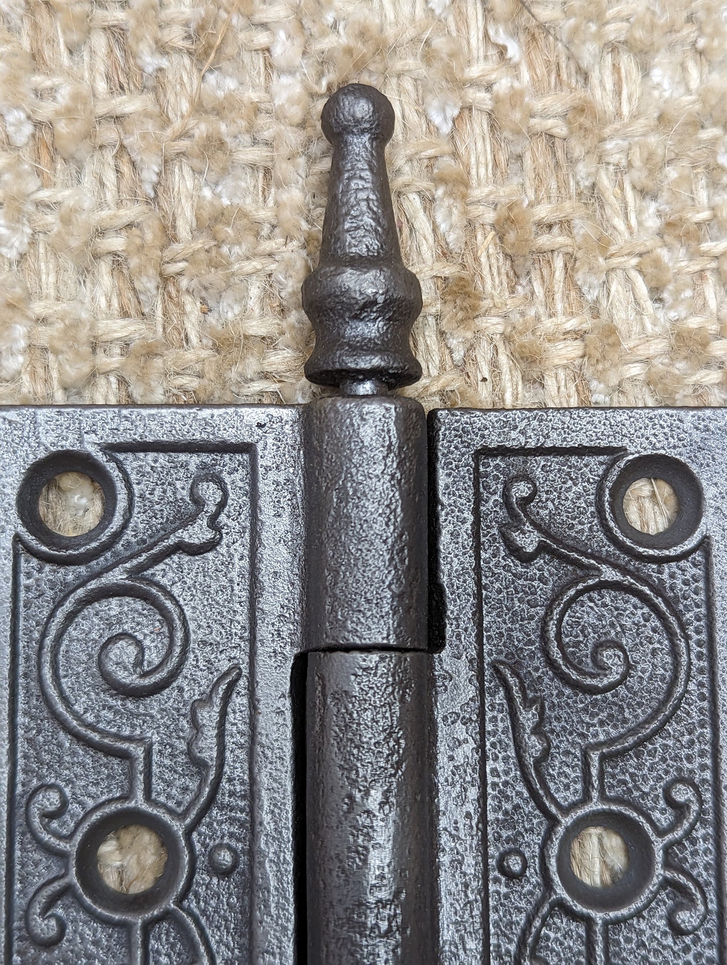 3 1/2" x 3" Antique Ornate Cast Iron Steeple Hinges