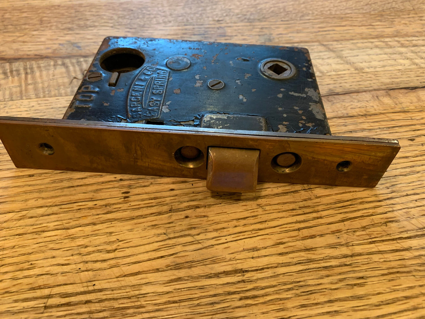 Antique Sargent Co. Easy Spring Exterior Mortise Lock With Brass Face Plate