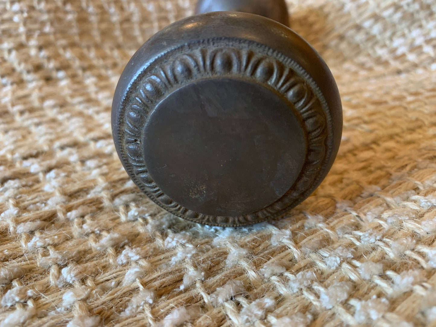 2 1/4" Antique Egg & Dart Stamped Steel Door Knob Set