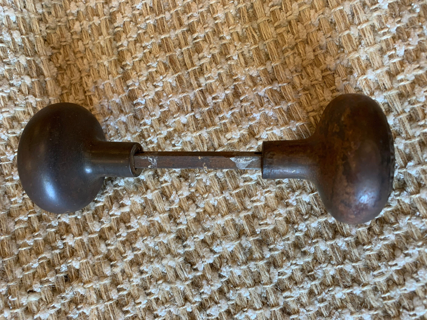 2 1/4" Antique Egg & Dart Stamped Steel Door Knob Set