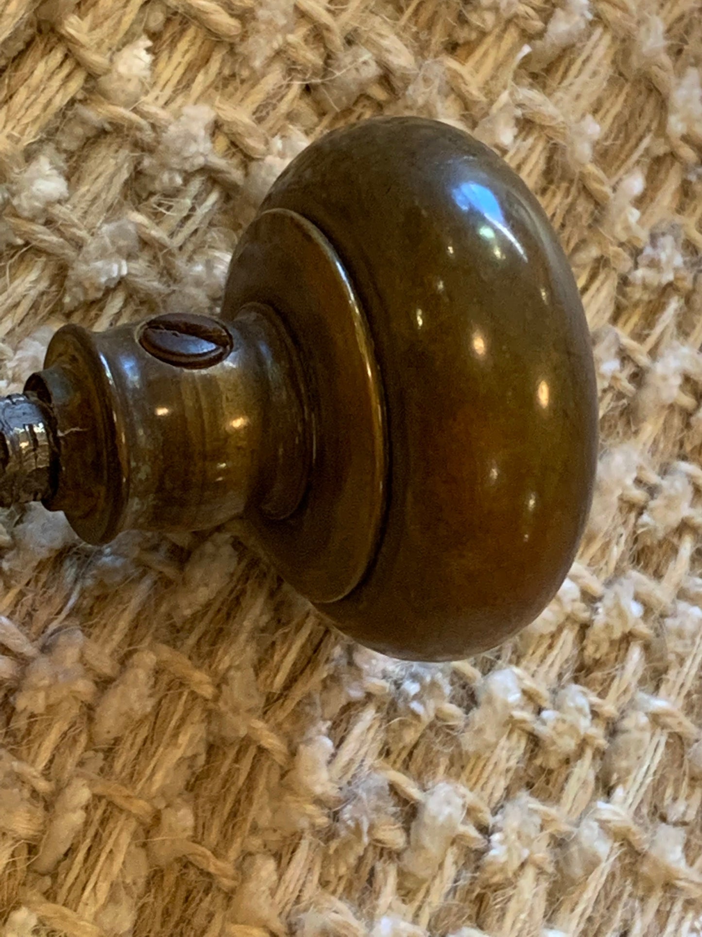 1 3/4" Antique Brass Door Knob With Thumb Turn