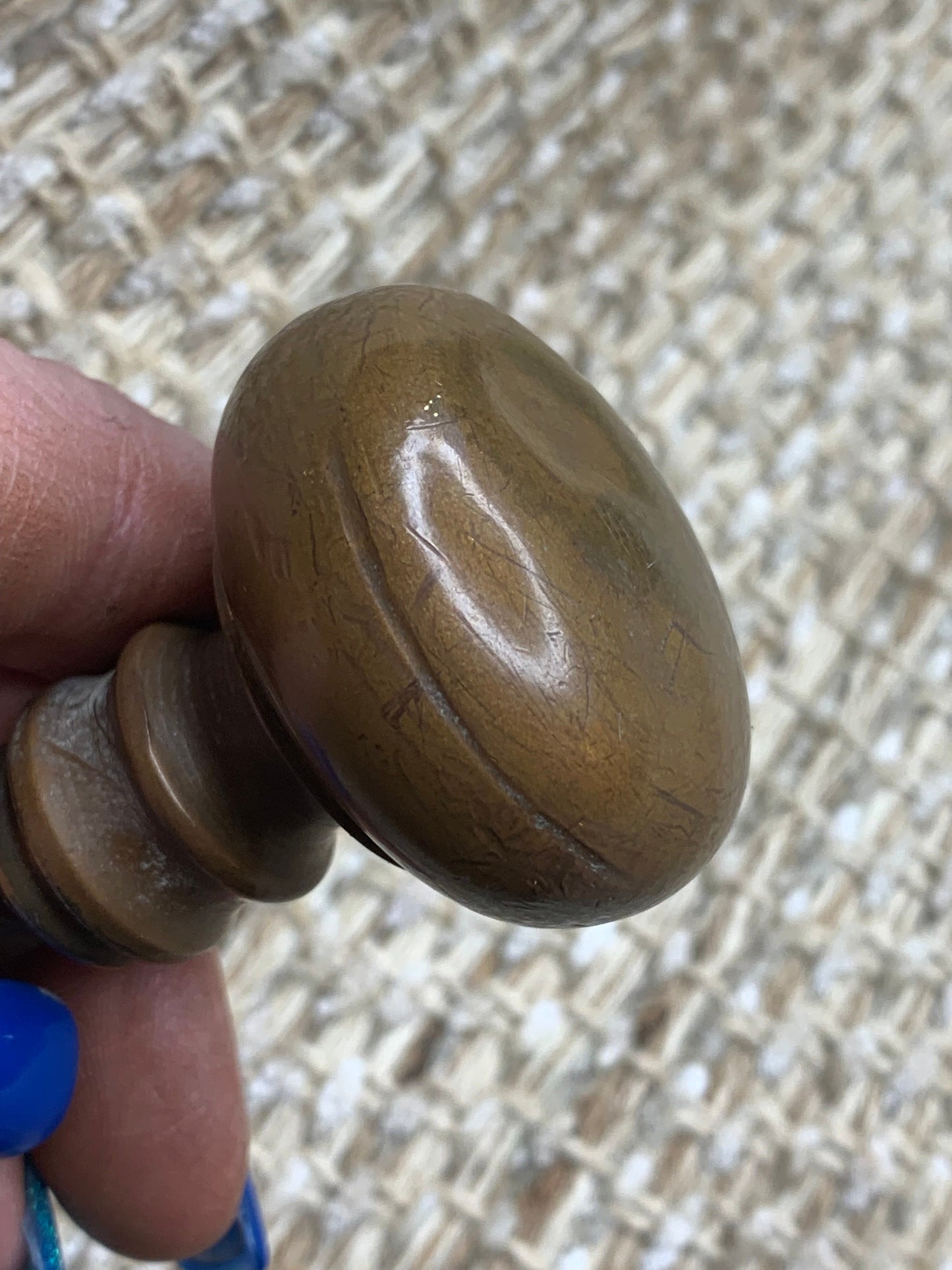 1 3/4" Antique Brass Door Knob With Thumb Turn