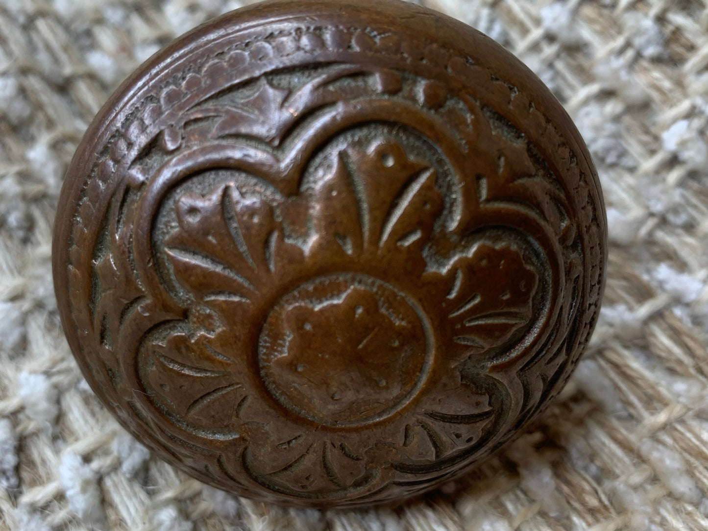 2 1/4" Antique Decorative Cast Brass Door Knob