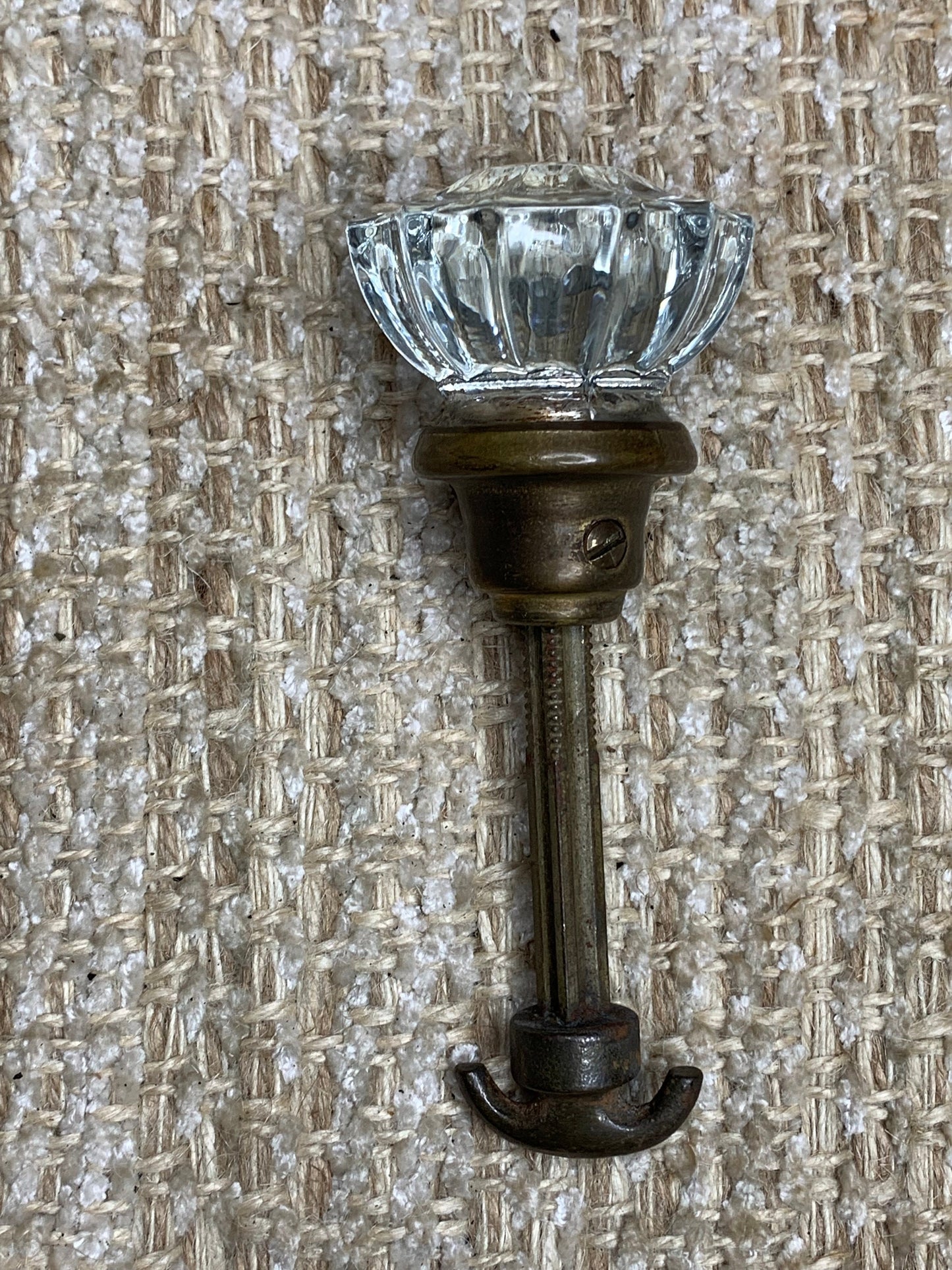 2" Antique Glass Door Knob With Thumb Turn