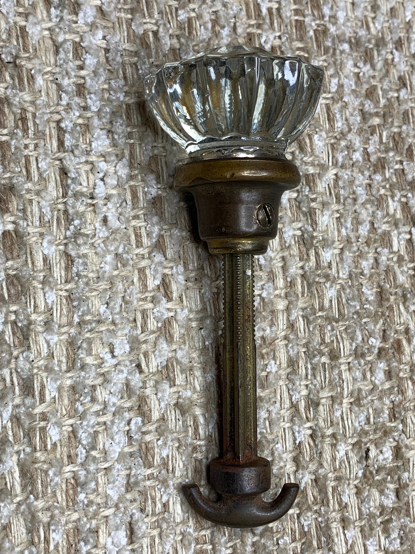 2" Antique Glass Door Knob With Thumb Turn