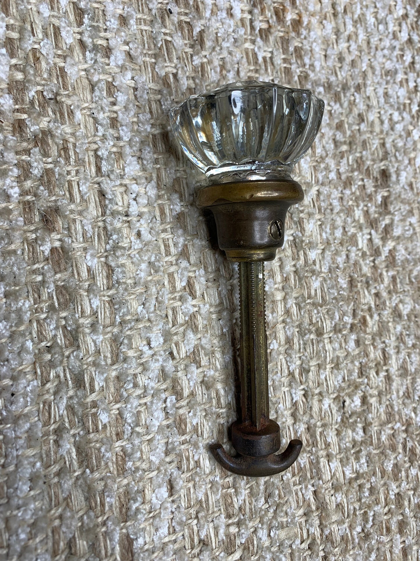 2" Antique Glass Door Knob With Thumb Turn