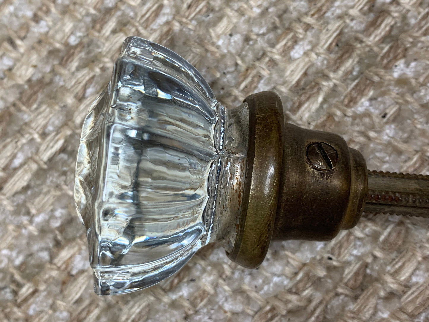 2" Antique Glass Door Knob With Thumb Turn