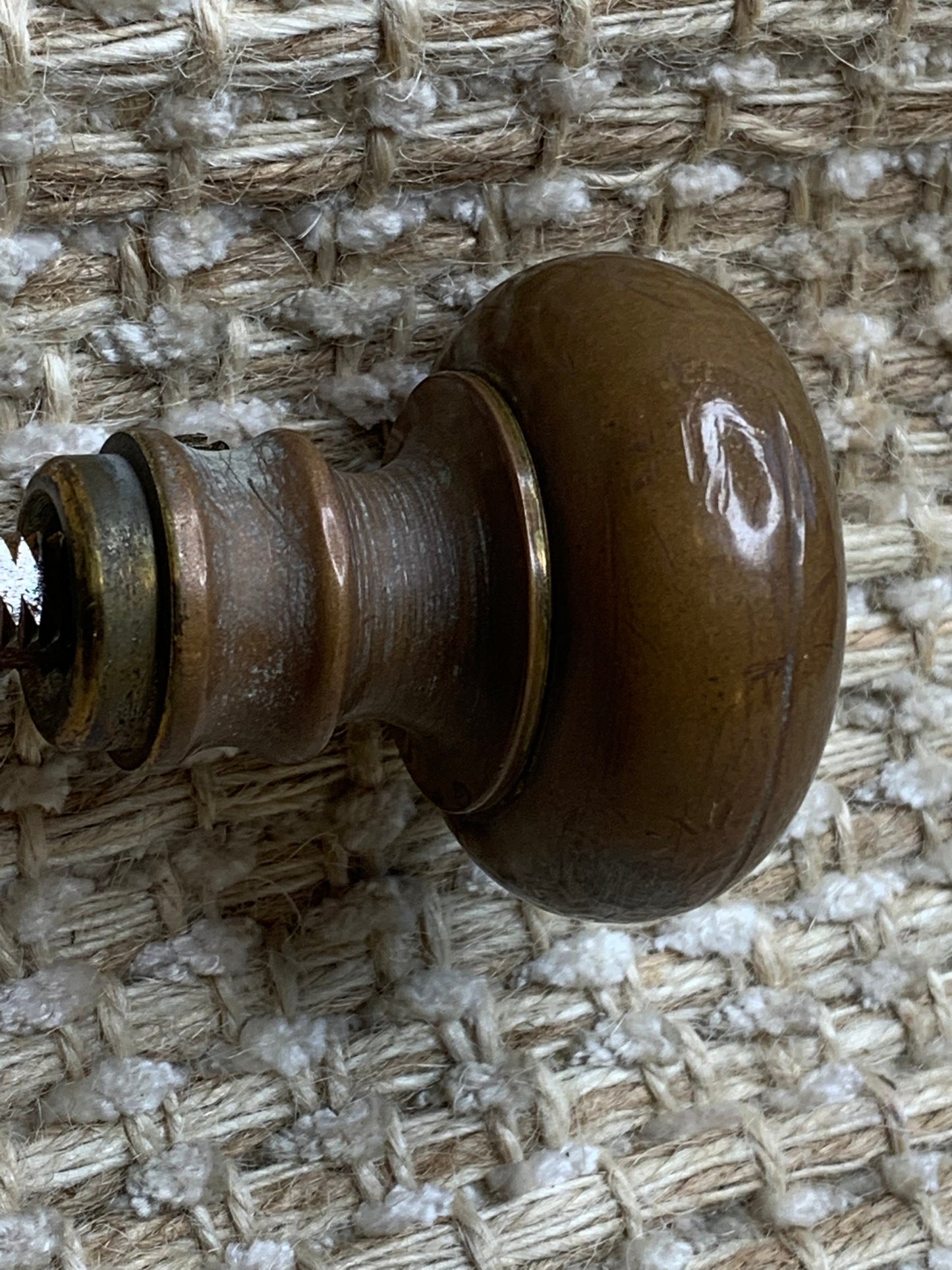 1 3/4" Antique Brass Door Knob With Thumb Turn